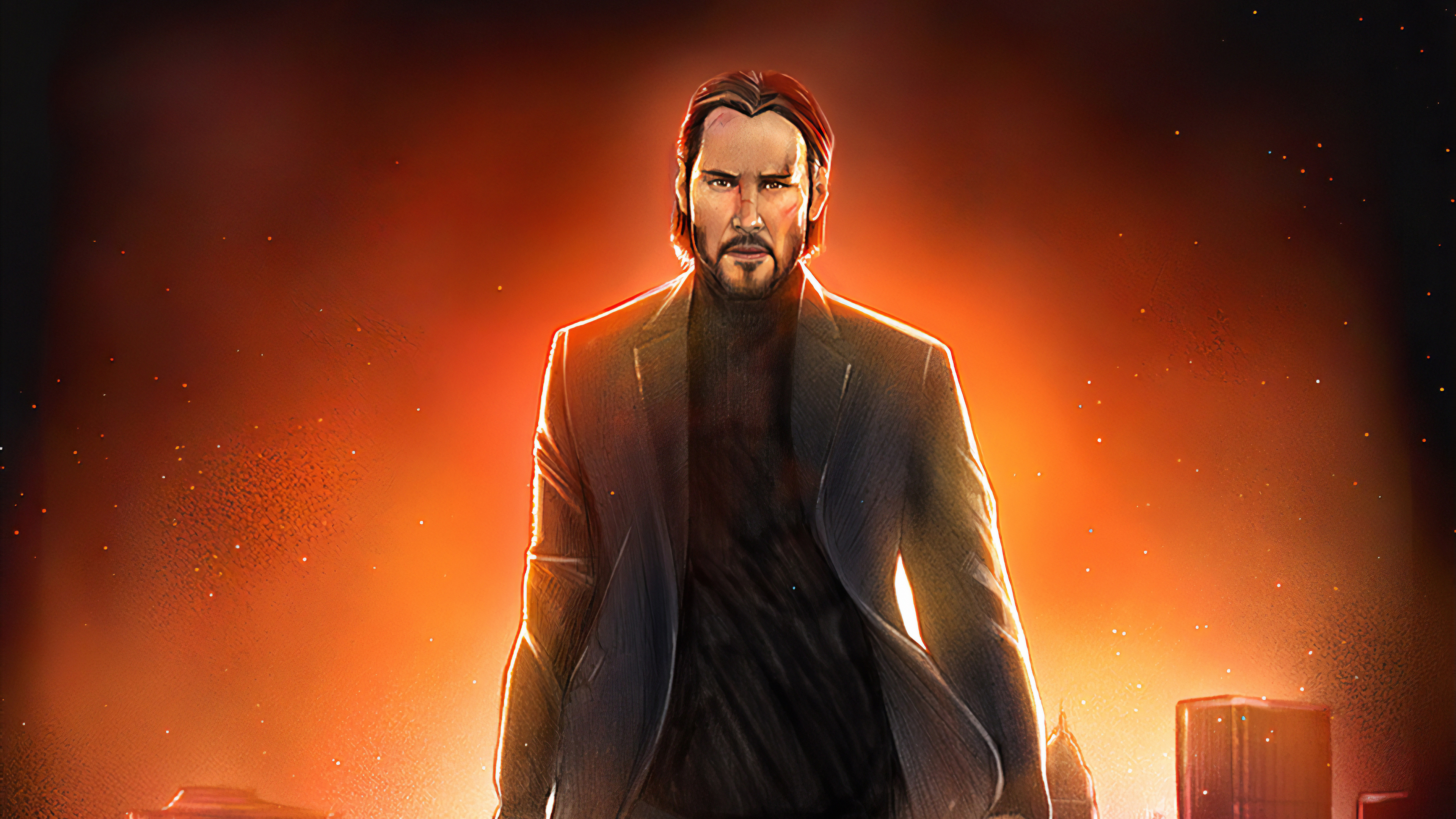 John Wick as Keanu Reeves Illustration Wallpapers