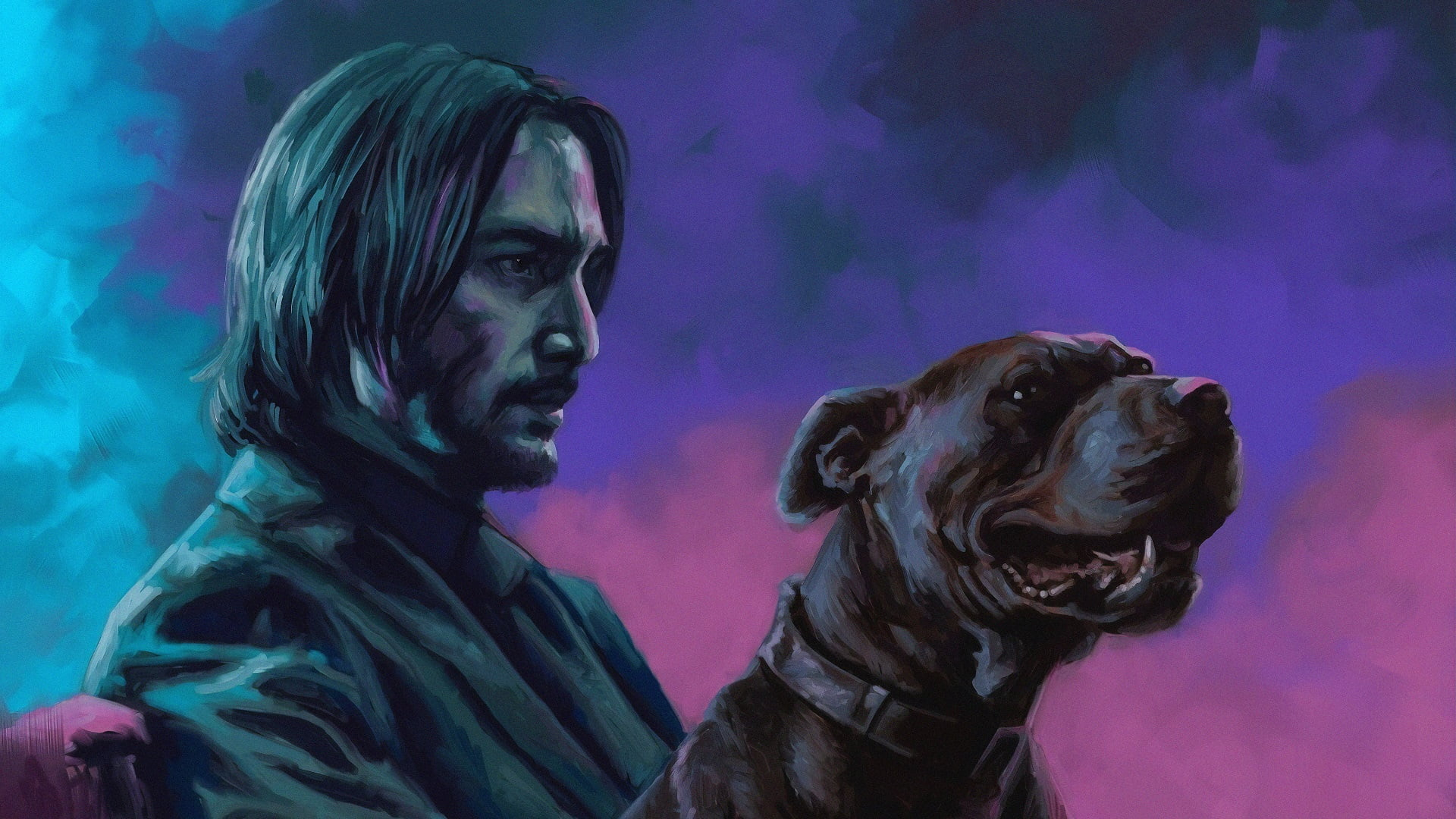 John Wick as Keanu Reeves Illustration Wallpapers