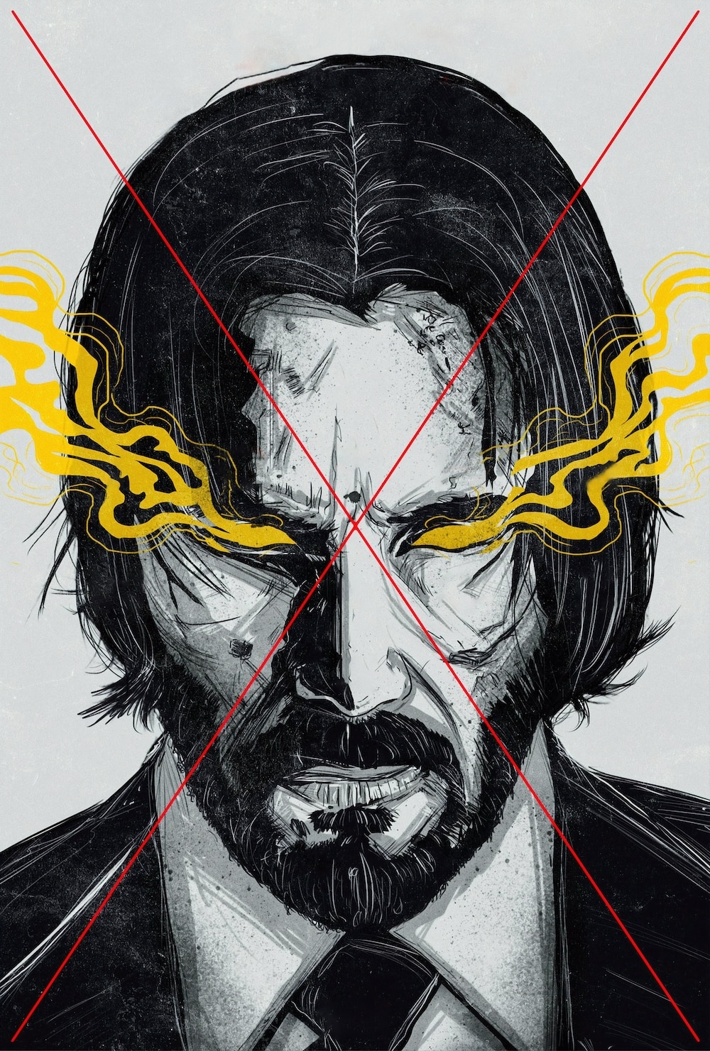 John Wick as Keanu Reeves Illustration Wallpapers