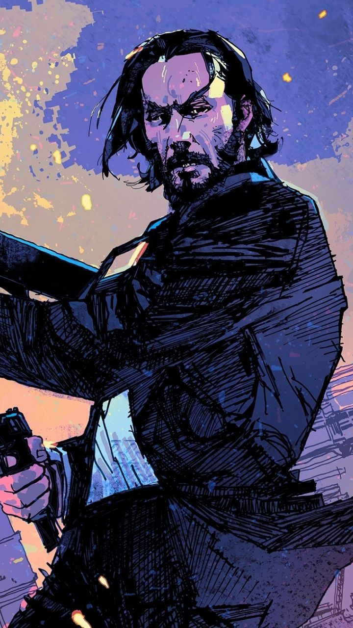 John Wick as Keanu Reeves Illustration Wallpapers