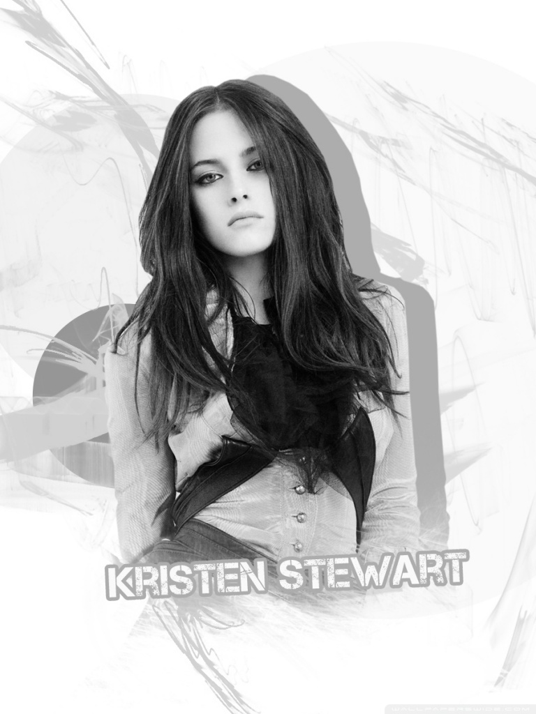 Kristen Stewart V Black and White Wallpapers