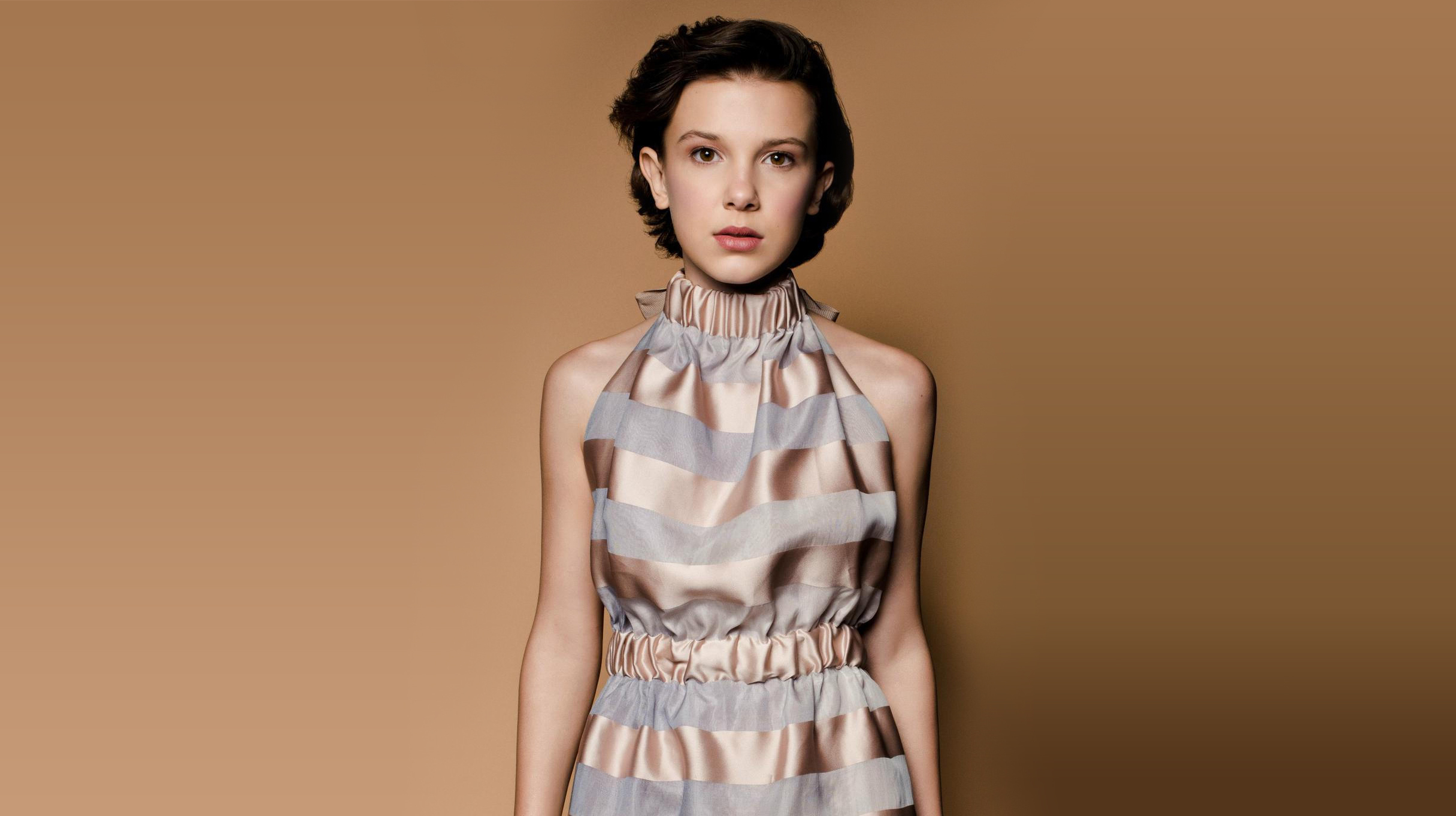 Millie Bobby Brown Black Dress Wallpapers