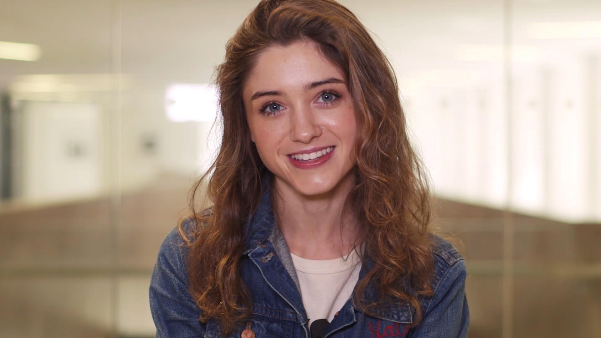 Natalia Dyer Cute in Red 2017 Wallpapers