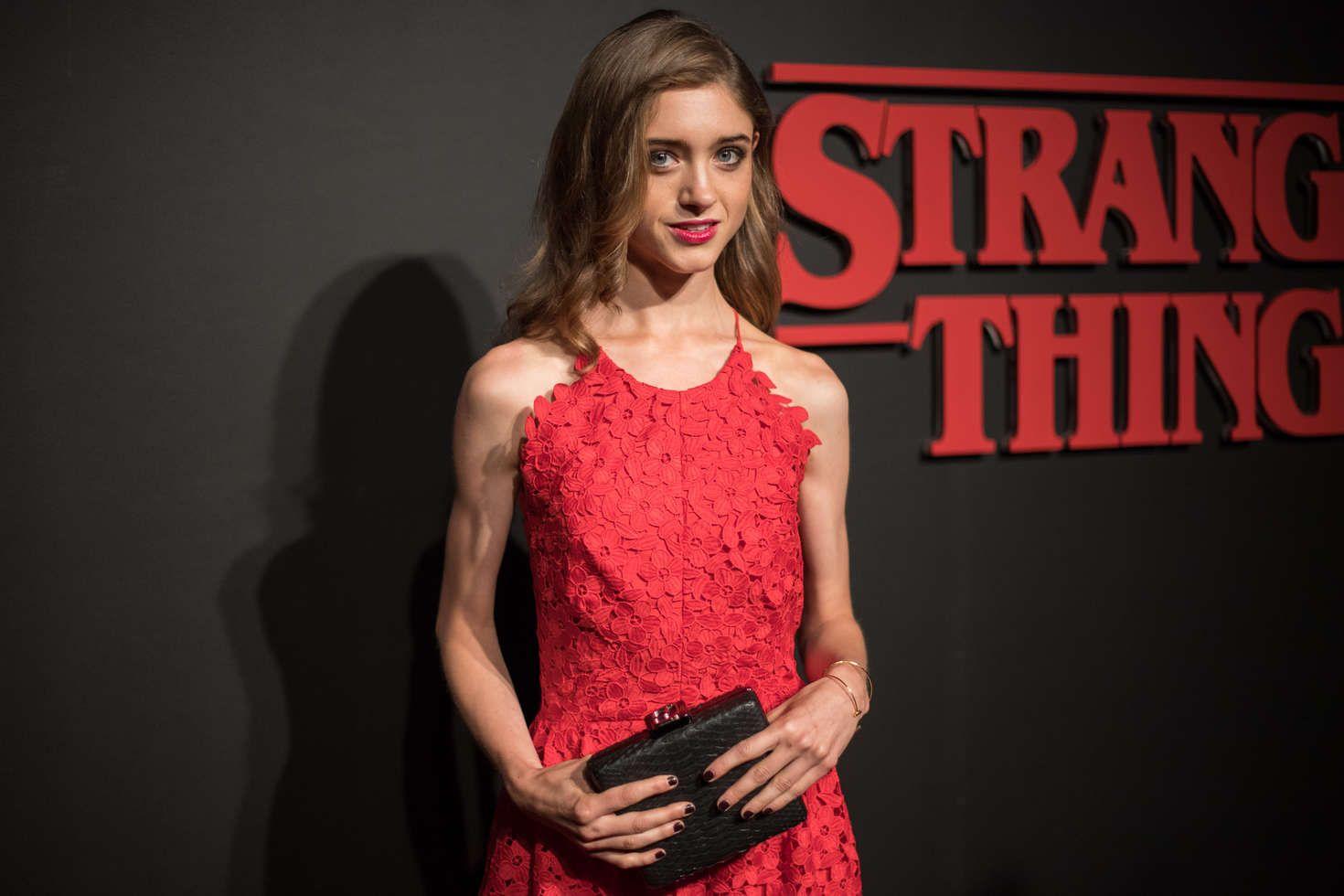 Natalia Dyer Cute in Red 2017 Wallpapers