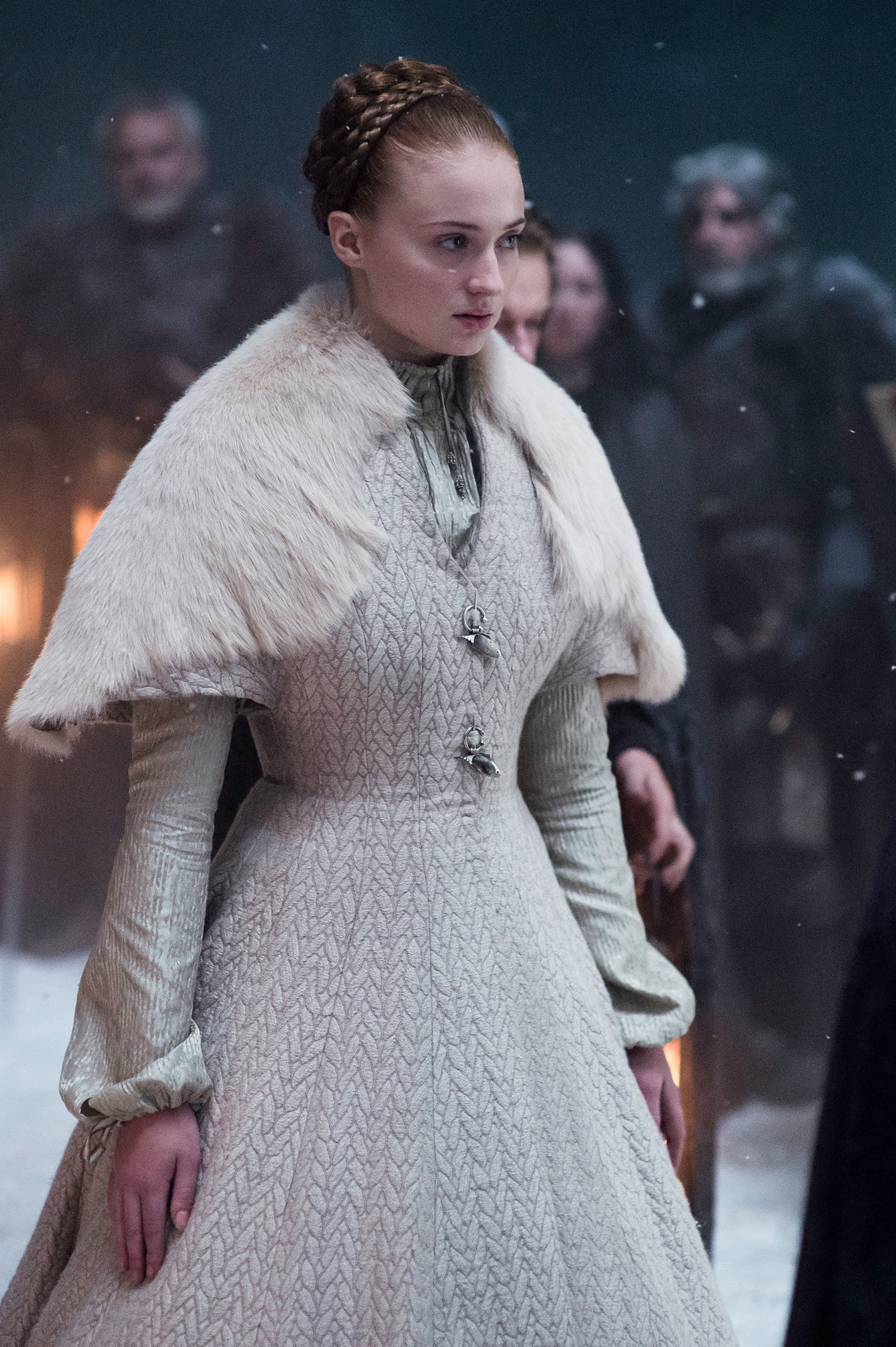 Sophie Turner in White Dress Wallpapers