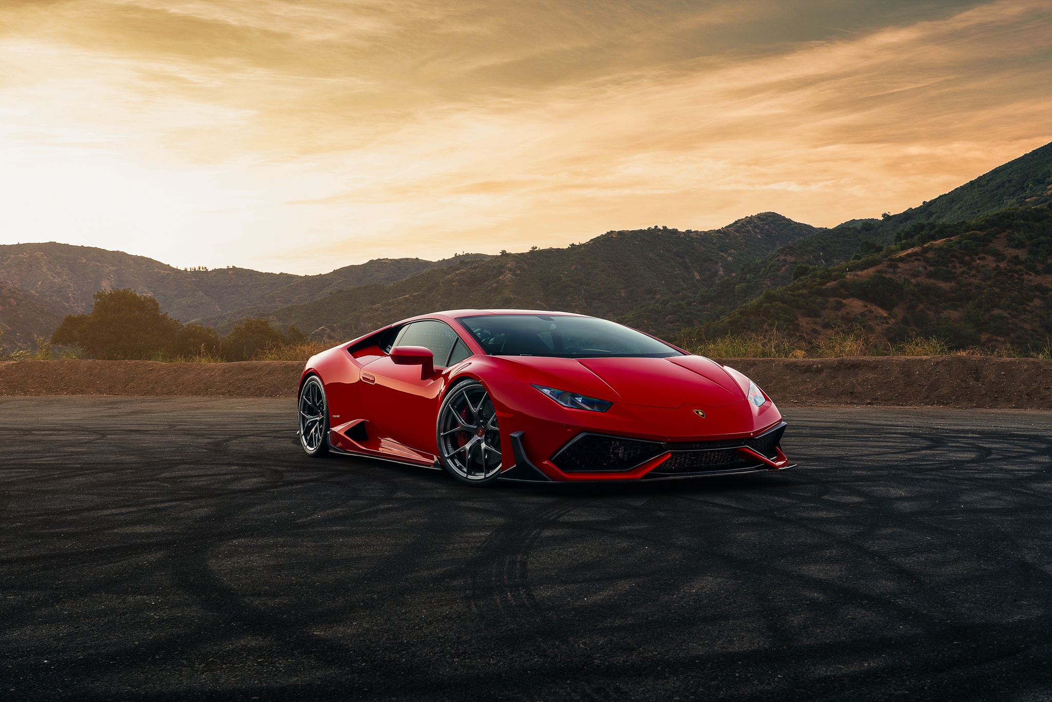 Red Lamborghini Huracan Supercar Vehicle Wallpapers