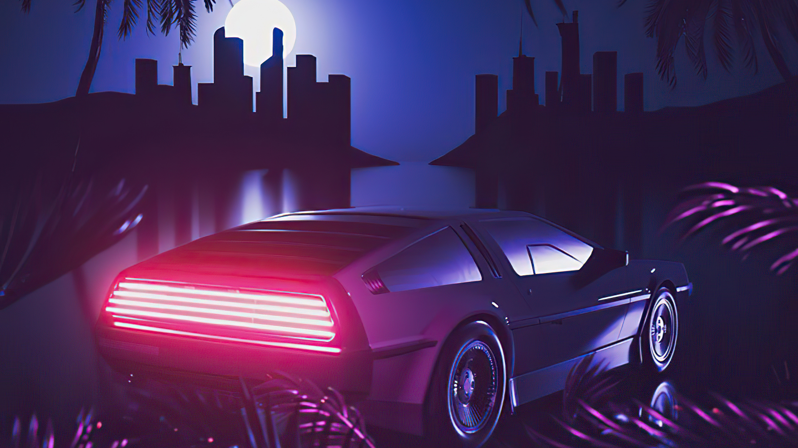 Retrowave Delorean Wallpapers