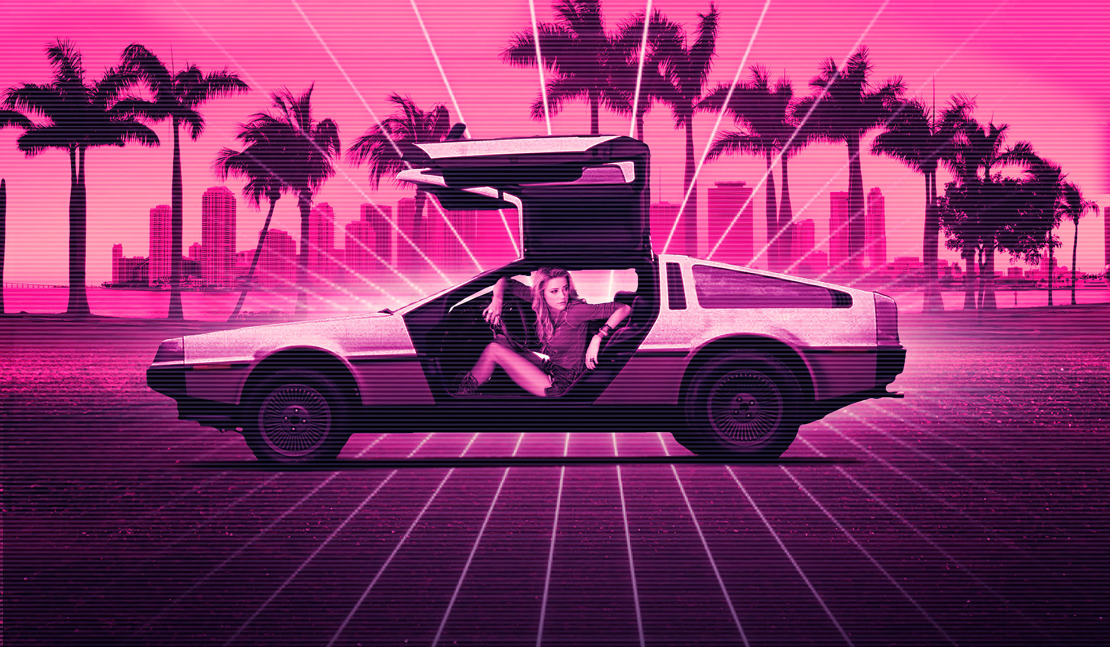 Retrowave Delorean Wallpapers