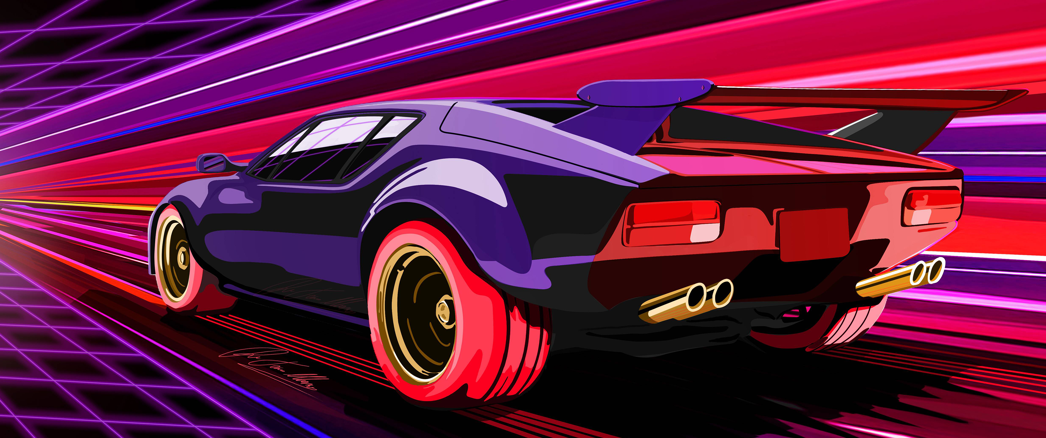 Retrowave Delorean Wallpapers