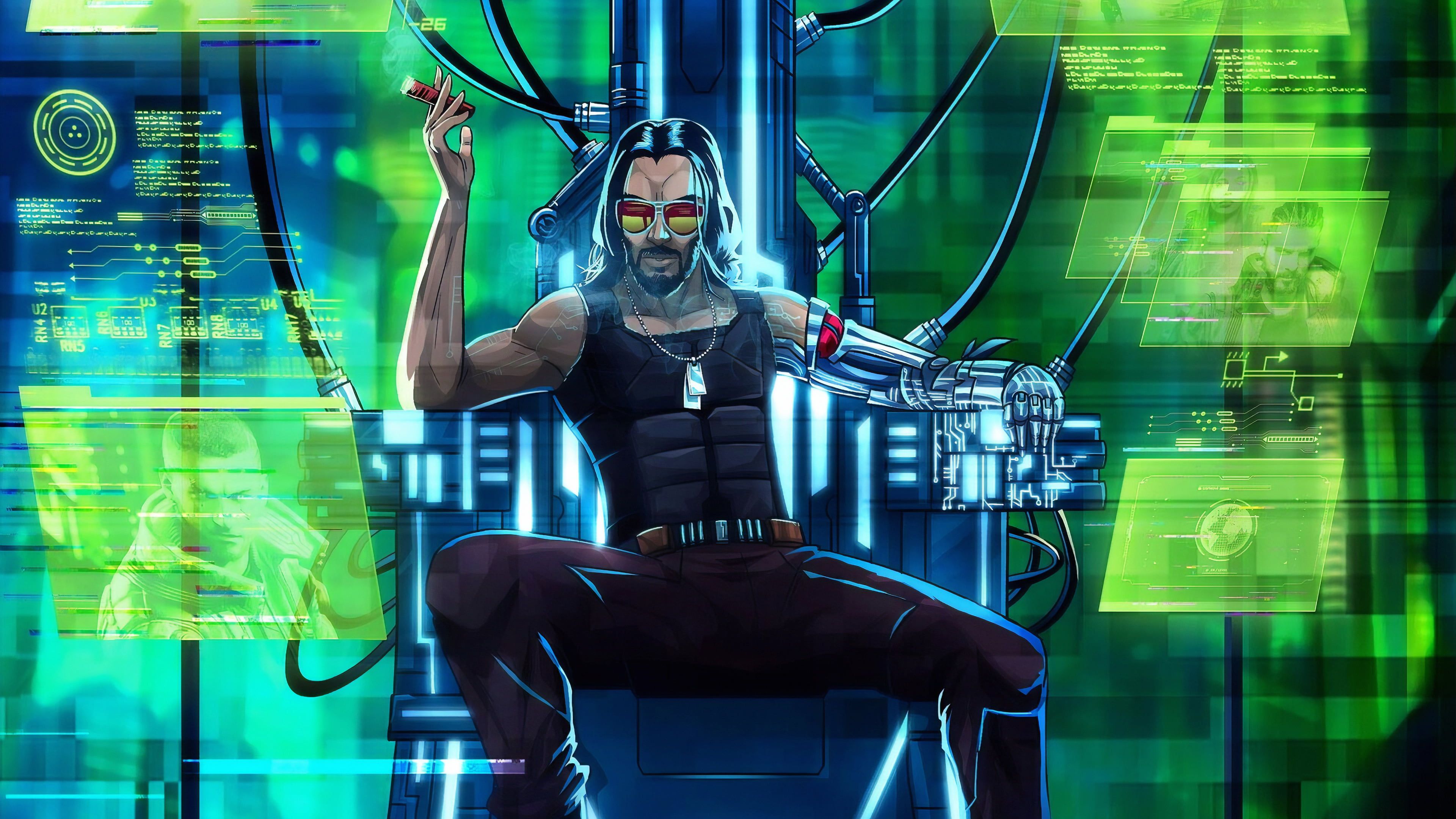 Cyberpunk 2077 Digital Keanu Wallpapers
