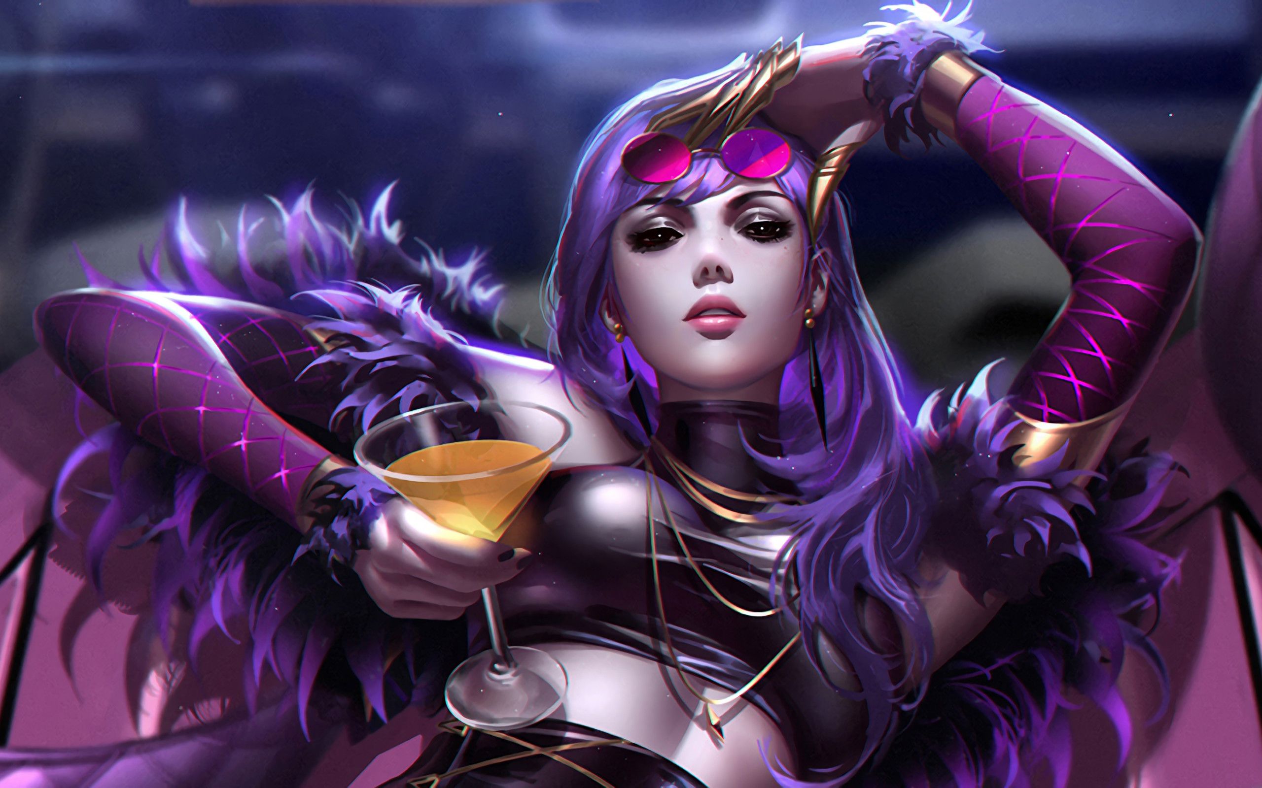 K/DA Evelynn Driving LoL 5K Wallpapers