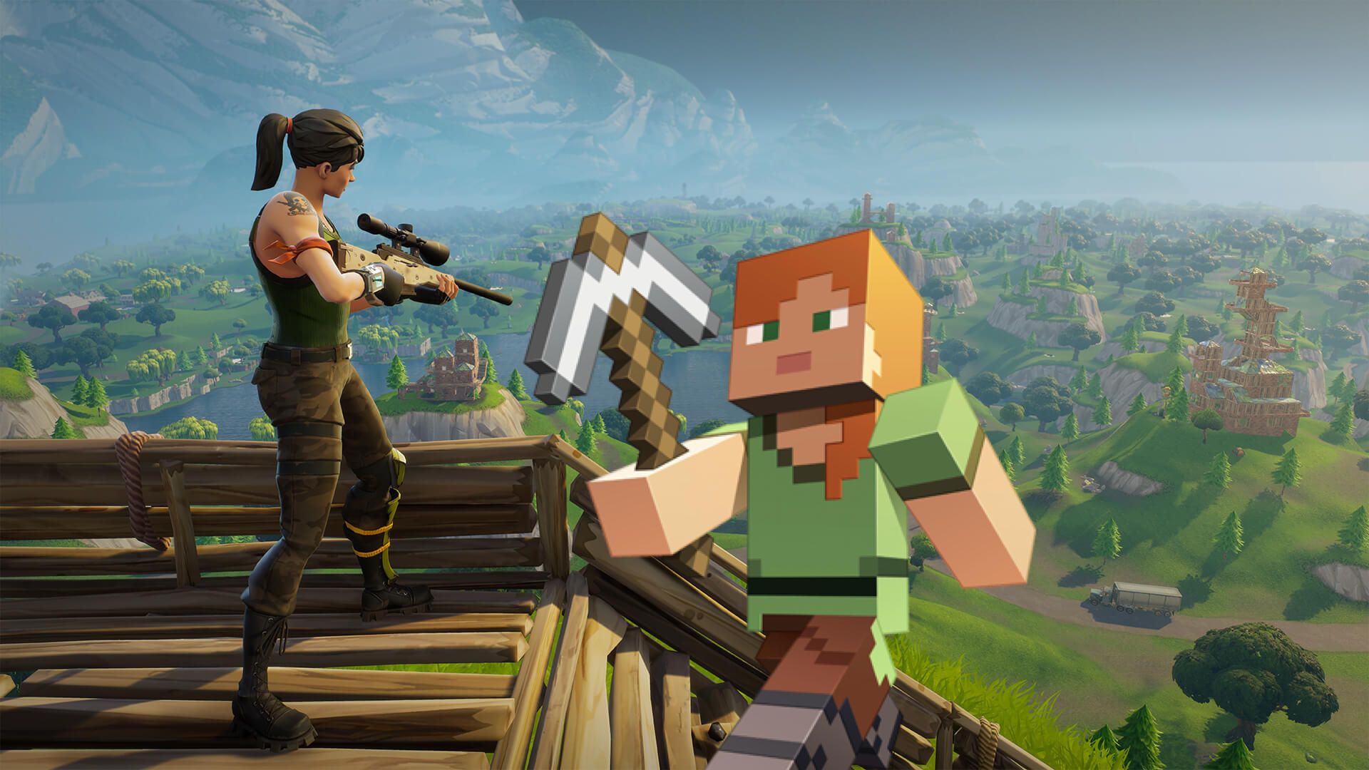 minecraft vs fortnite Wallpapers