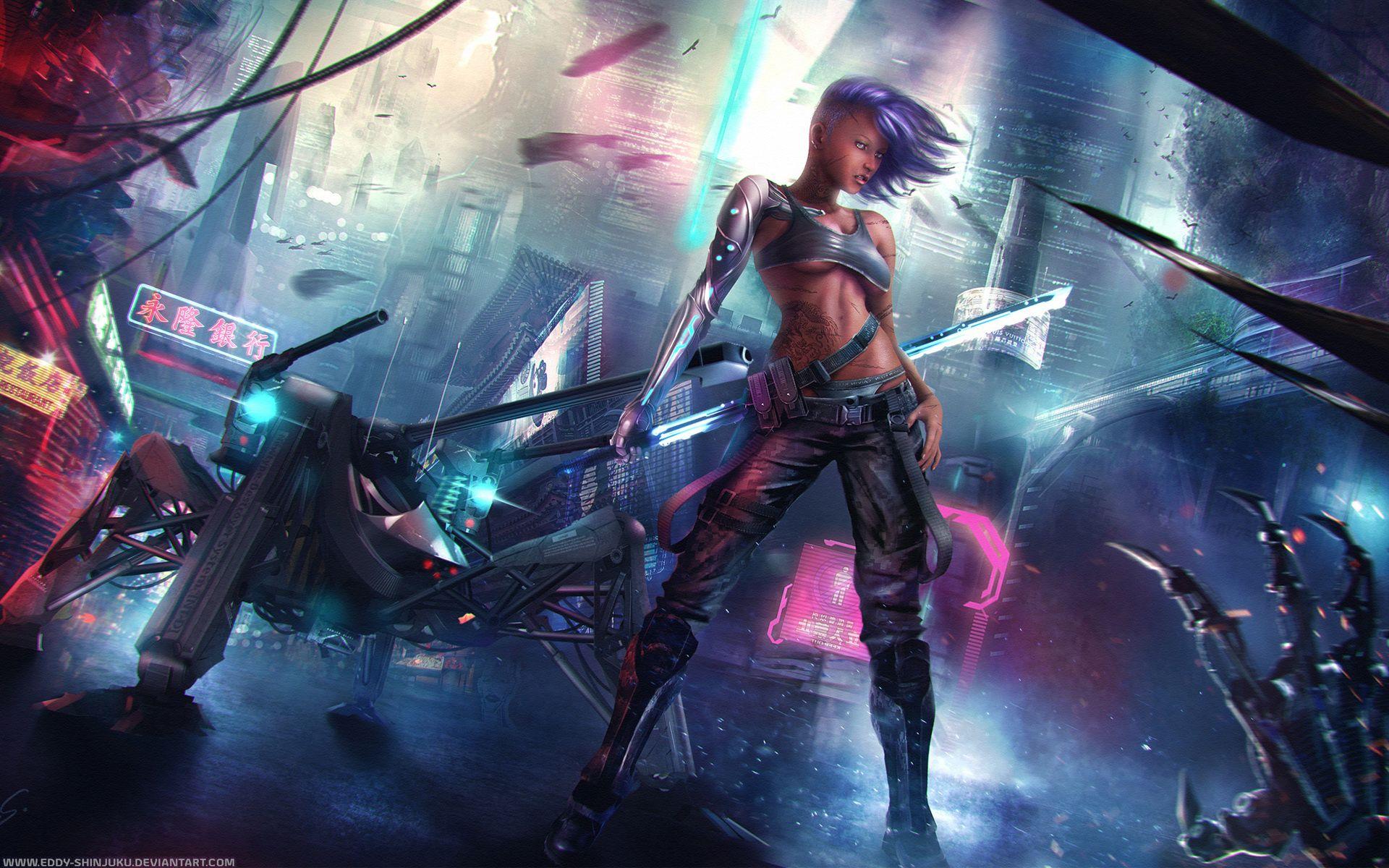 Cyberpunk Woman Warrior
 Wallpapers