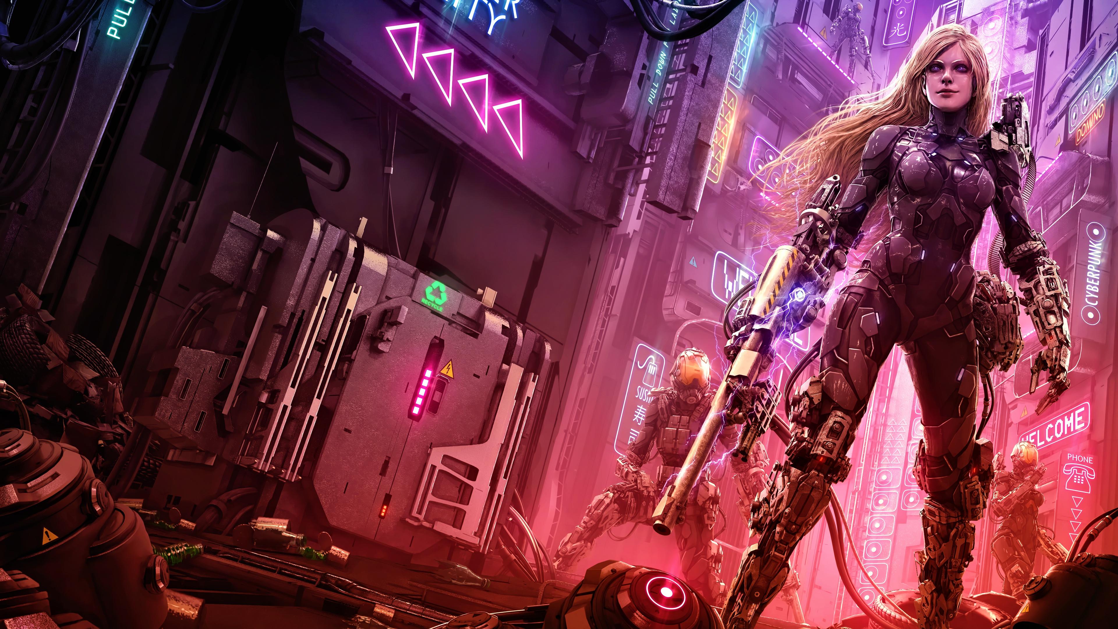 Cyberpunk Woman Warrior
 Wallpapers