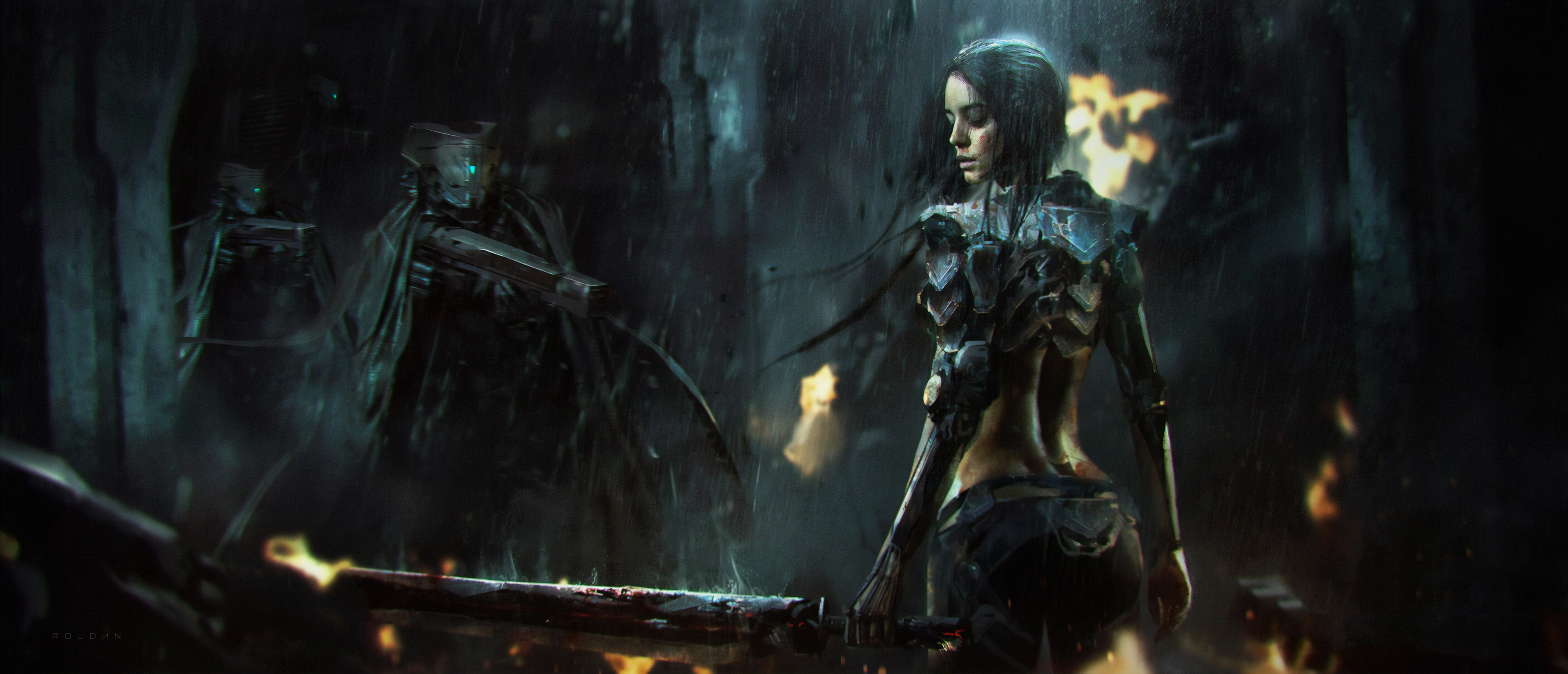 Cyborg With Sword Cyberpunk
 Wallpapers