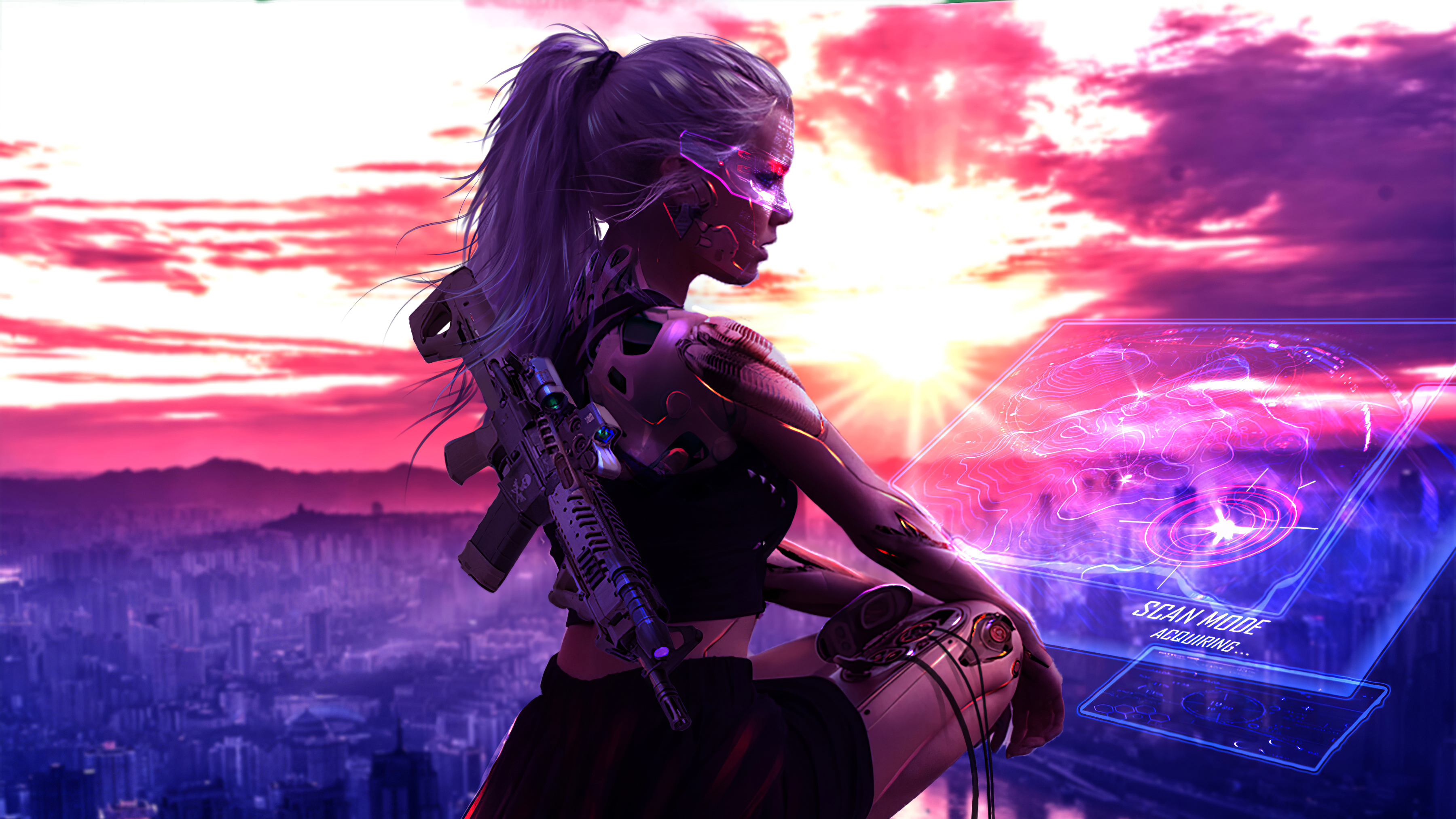 Cyborg With Sword Cyberpunk
 Wallpapers