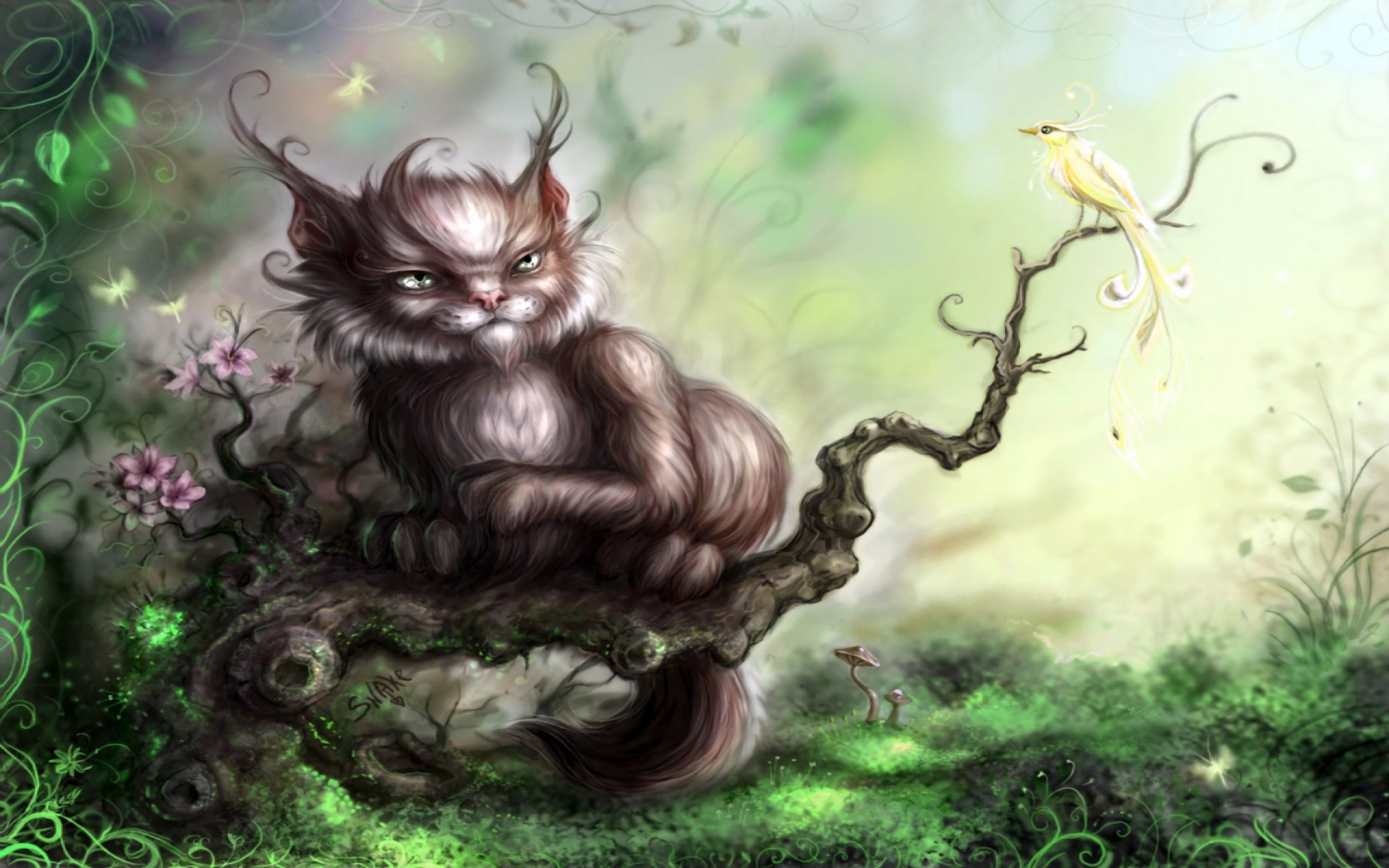 Fantasy Cat And Tree
 Wallpapers