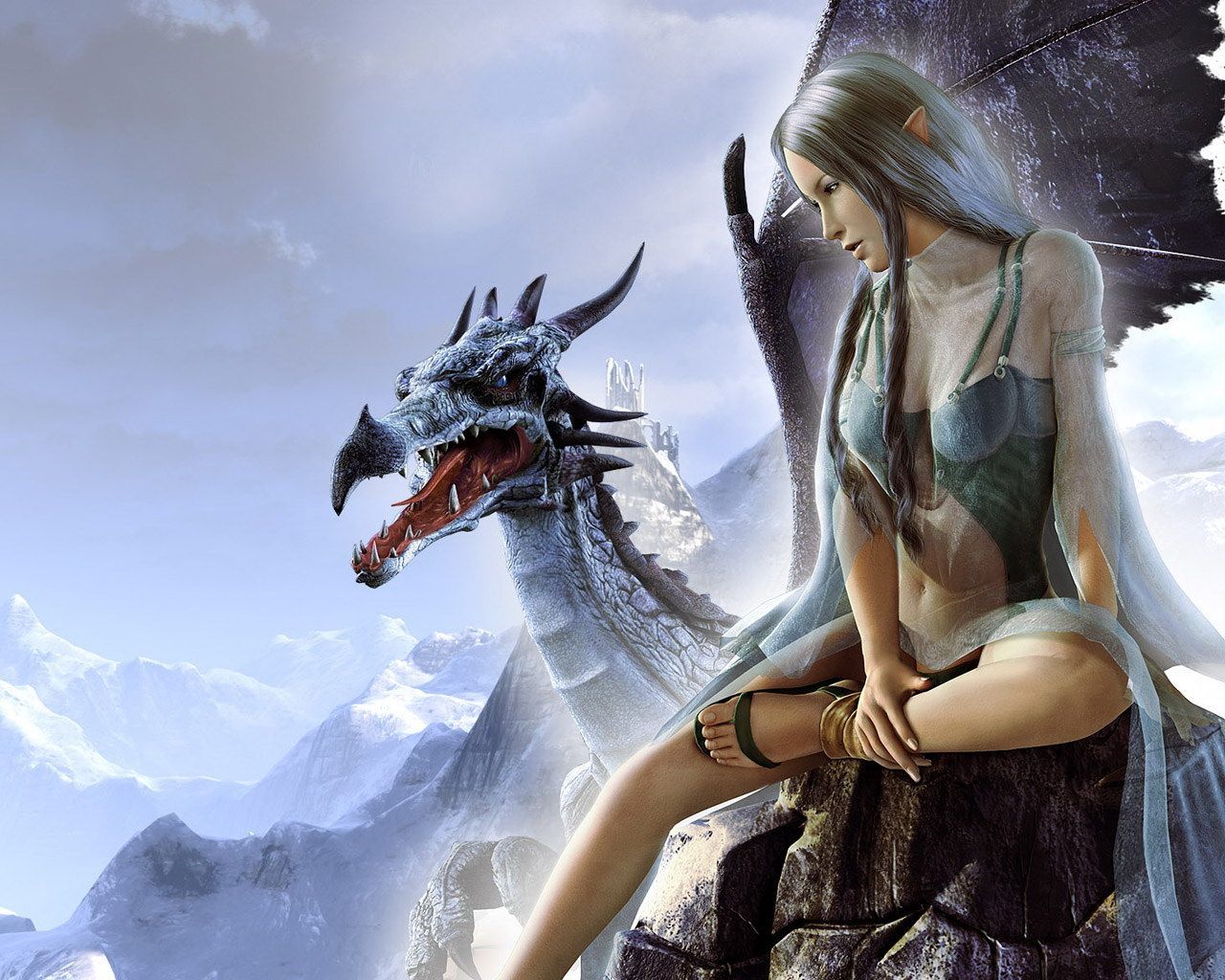 Fantasy Girl With Dragon
 Wallpapers
