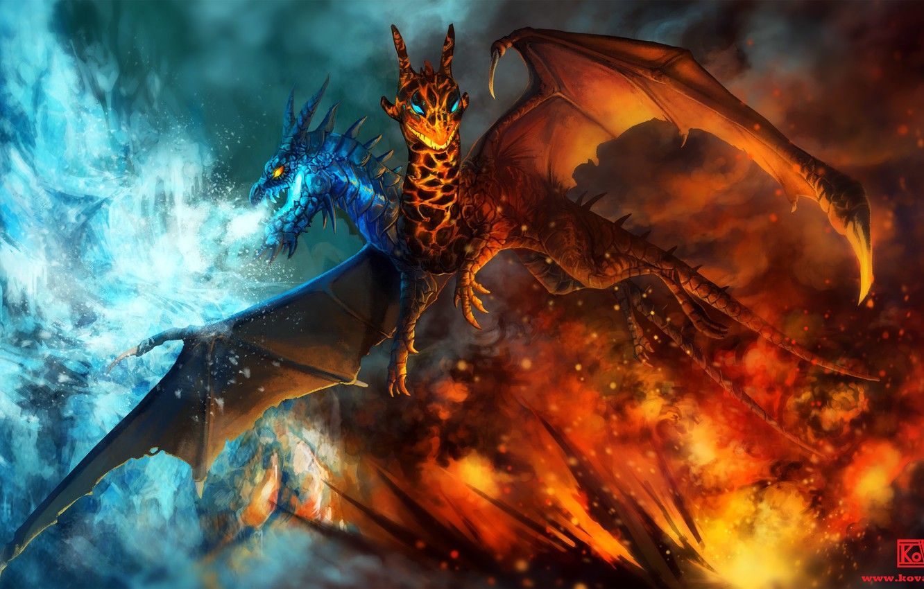 Ice Vs Fire Dragon Fight
 Wallpapers