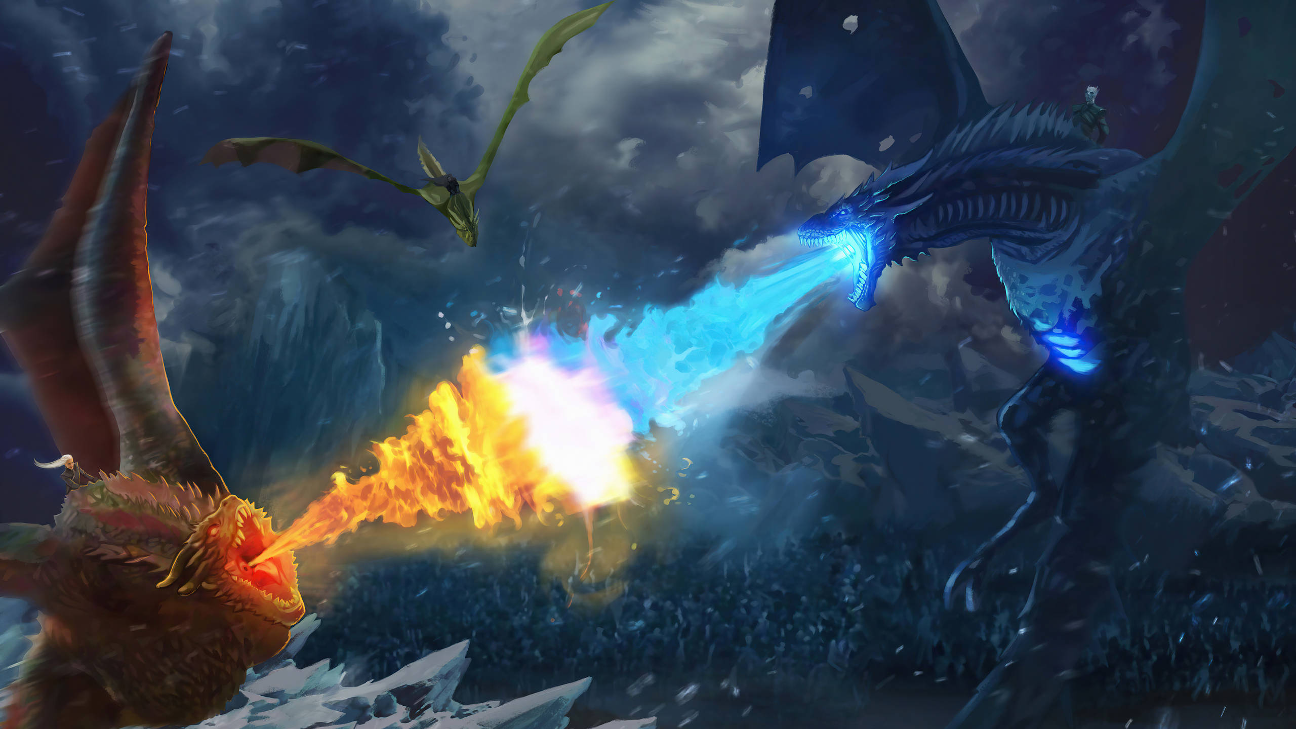 Ice Vs Fire Dragon Fight
 Wallpapers