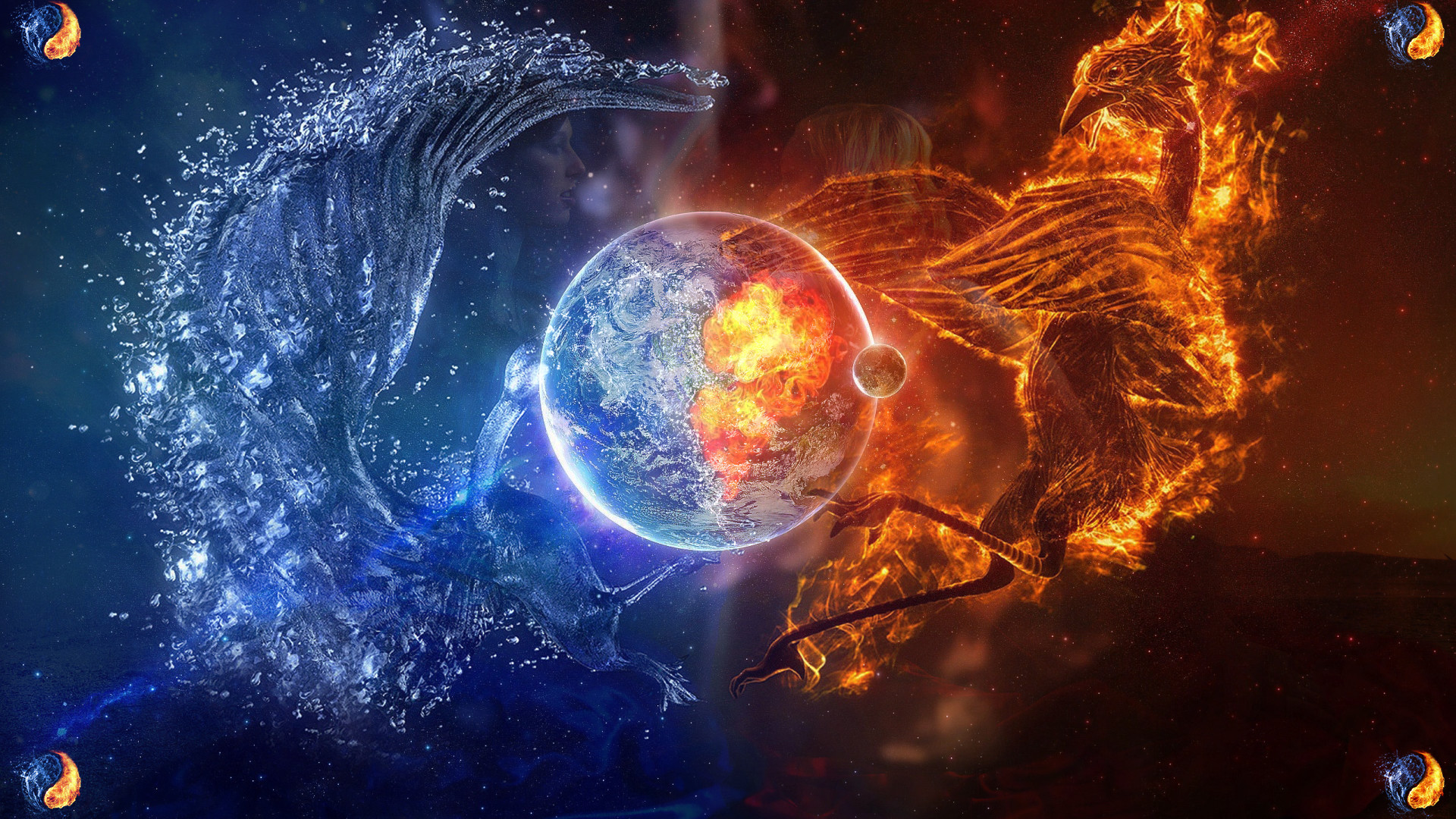 Ice Vs Fire Dragon Fight
 Wallpapers