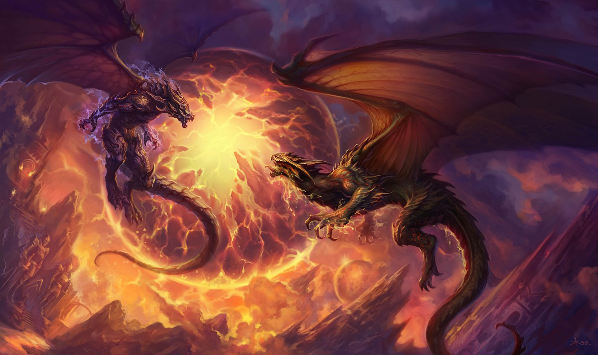 Ice Vs Fire Dragon Fight
 Wallpapers