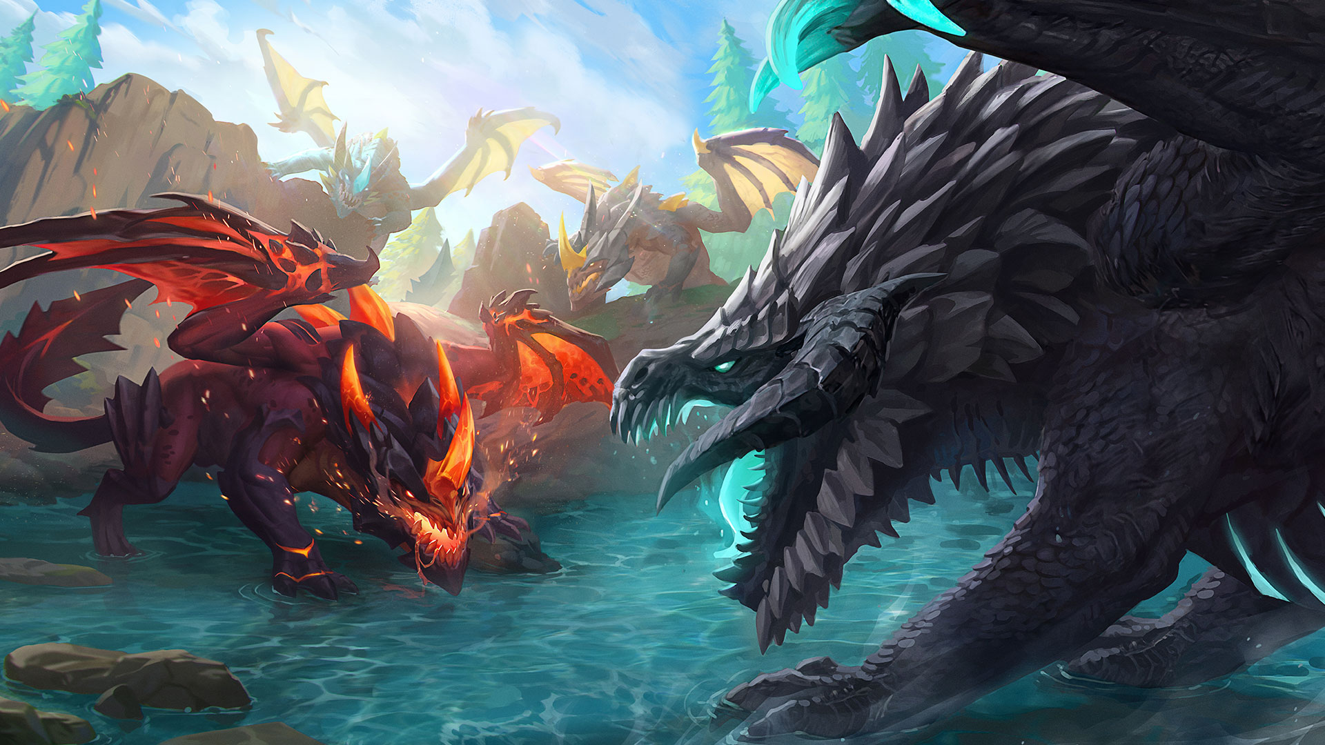 Ice Vs Fire Dragon Fight
 Wallpapers