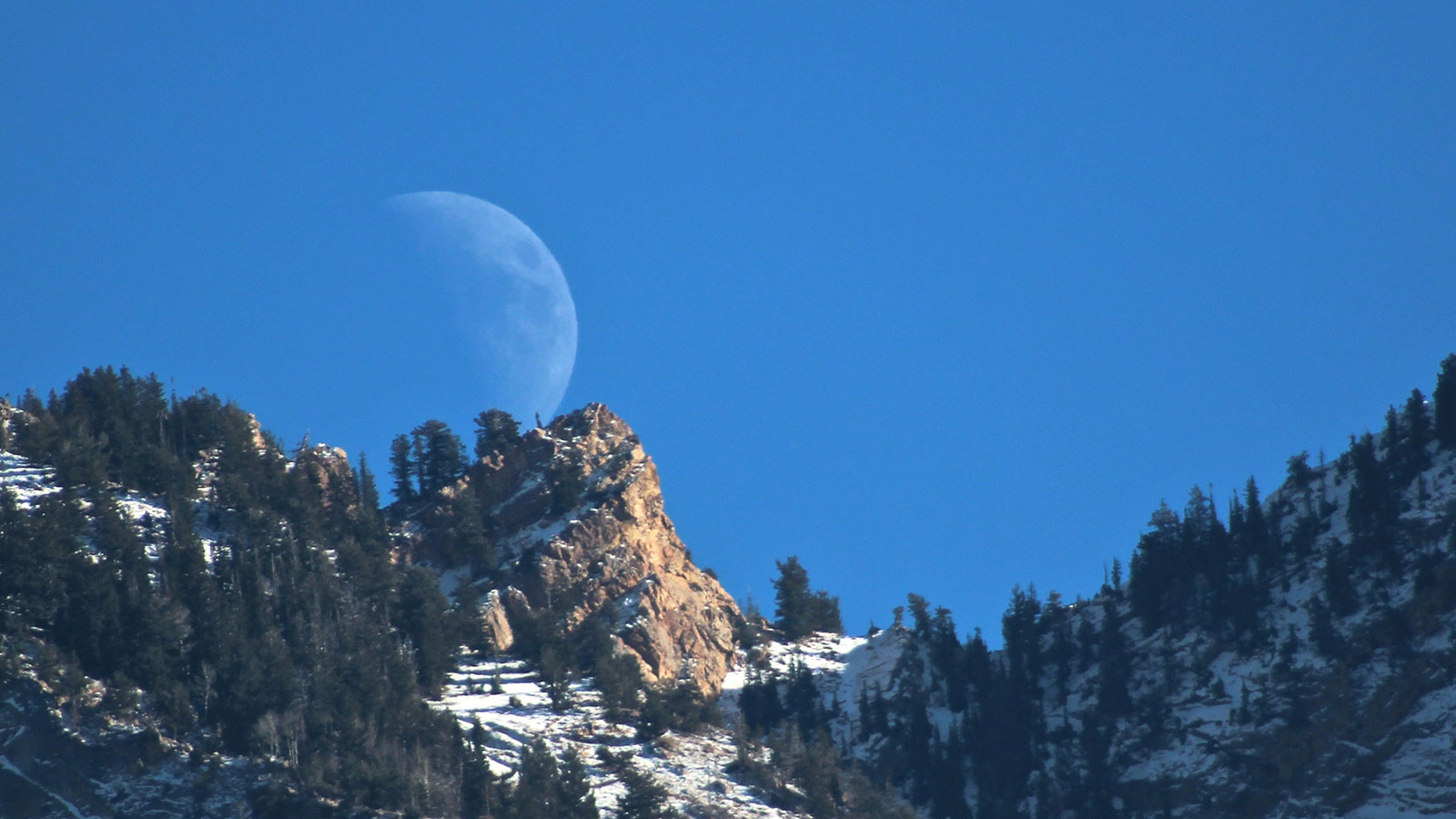 Man Watching Moon Rising Over Mountains
 Wallpapers