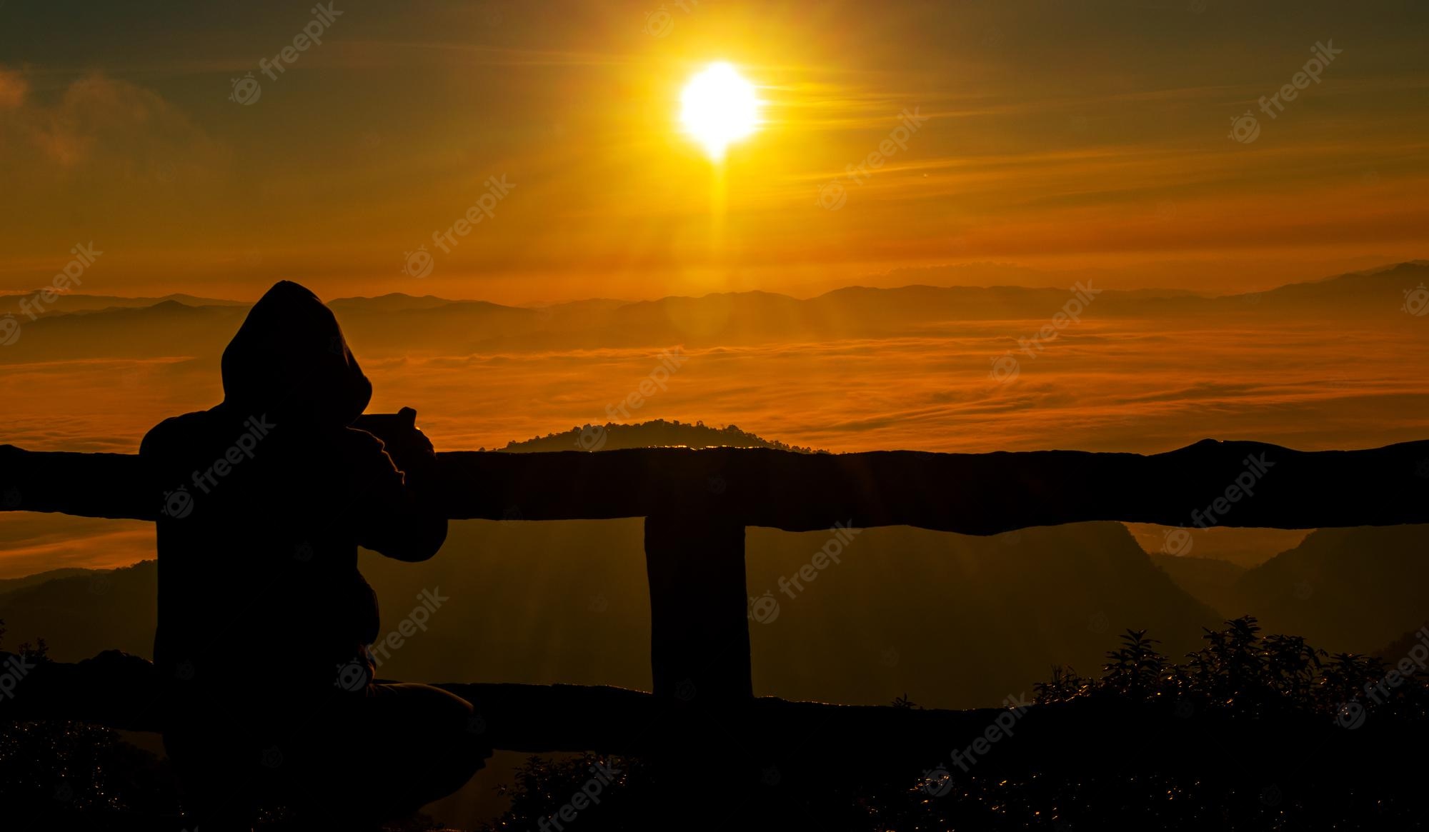 Man Watching Moon Rising Over Mountains
 Wallpapers