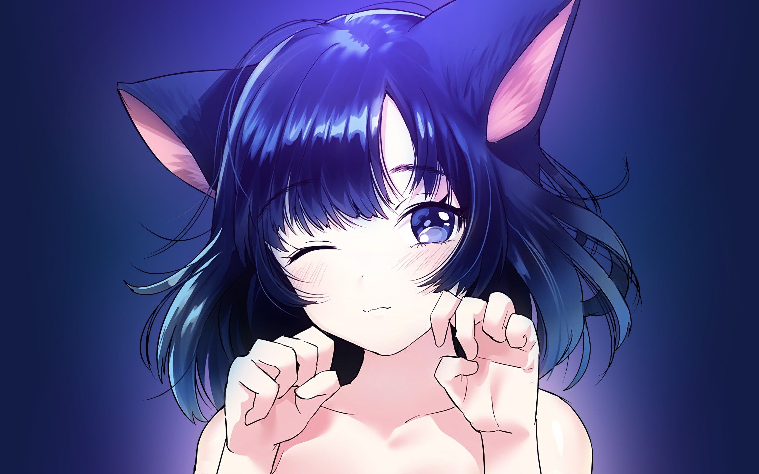 Purple Eyes Short Hair Animal Ears Girl
 Wallpapers