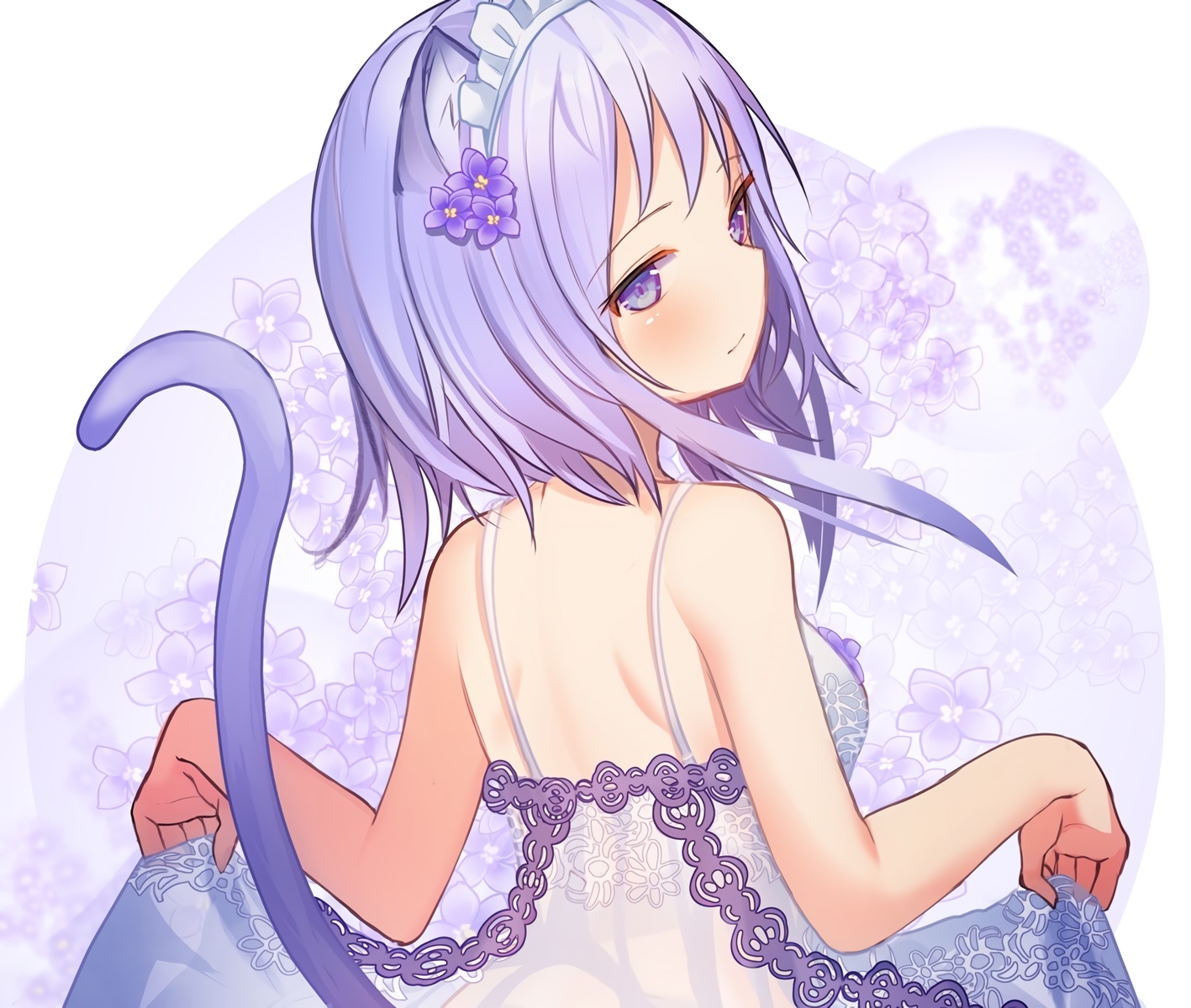 Purple Eyes Short Hair Animal Ears Girl
 Wallpapers