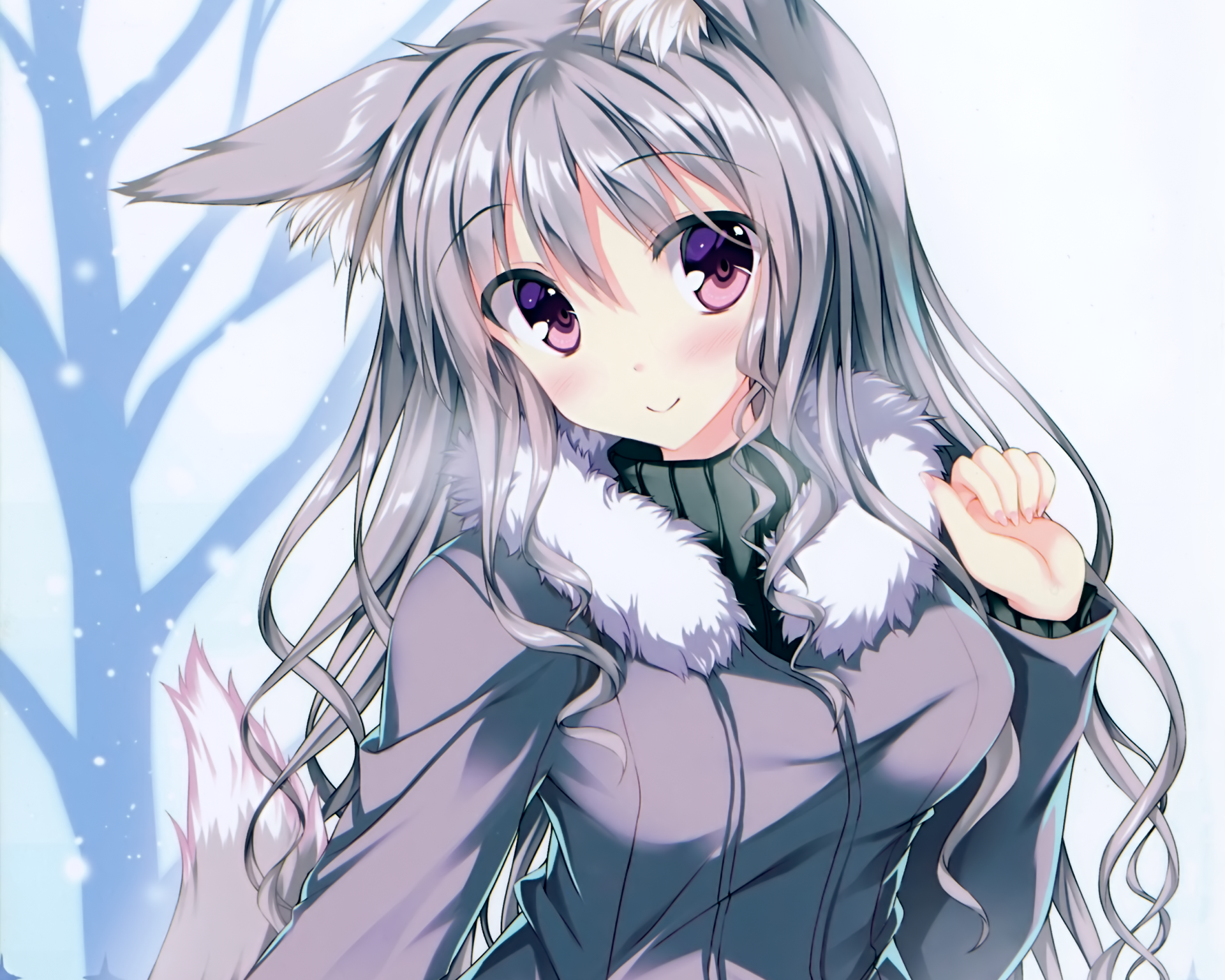 Purple Eyes Short Hair Animal Ears Girl
 Wallpapers