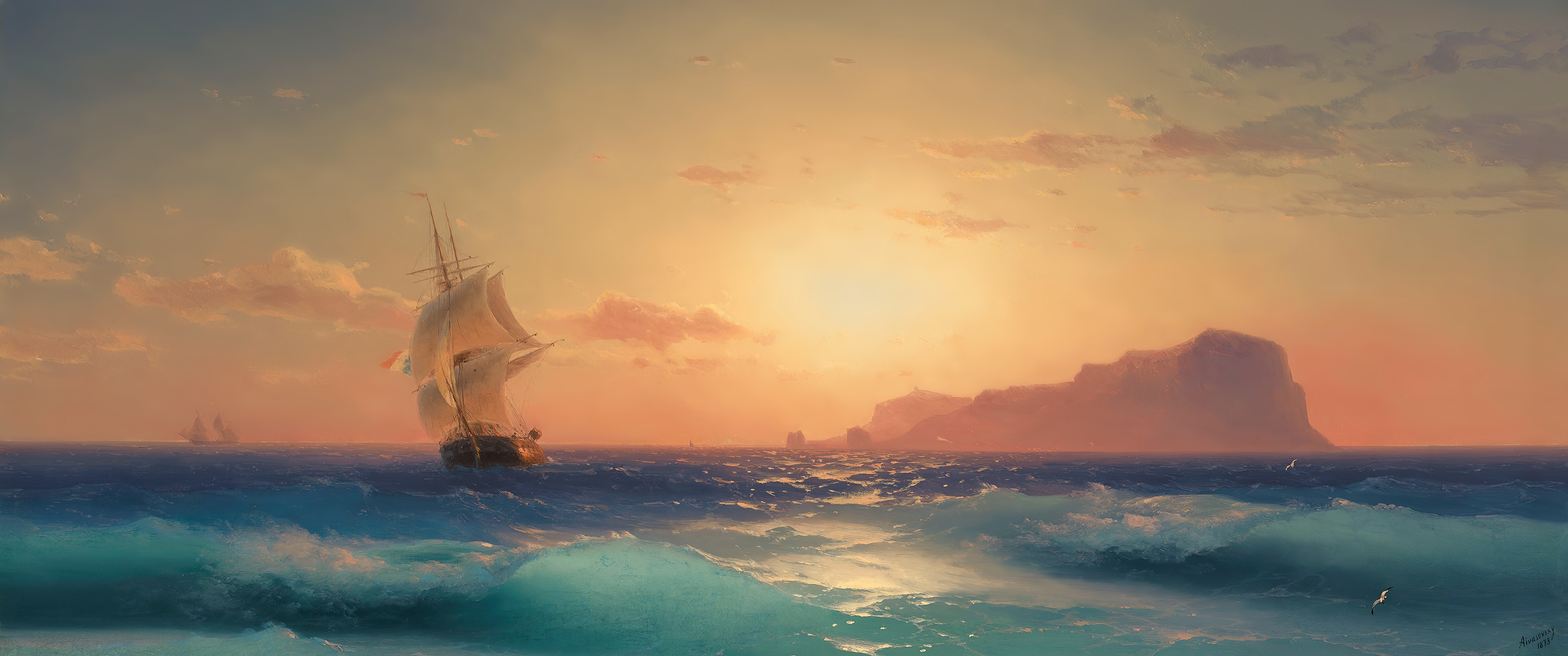 Sails Ship In Ocean
 Wallpapers