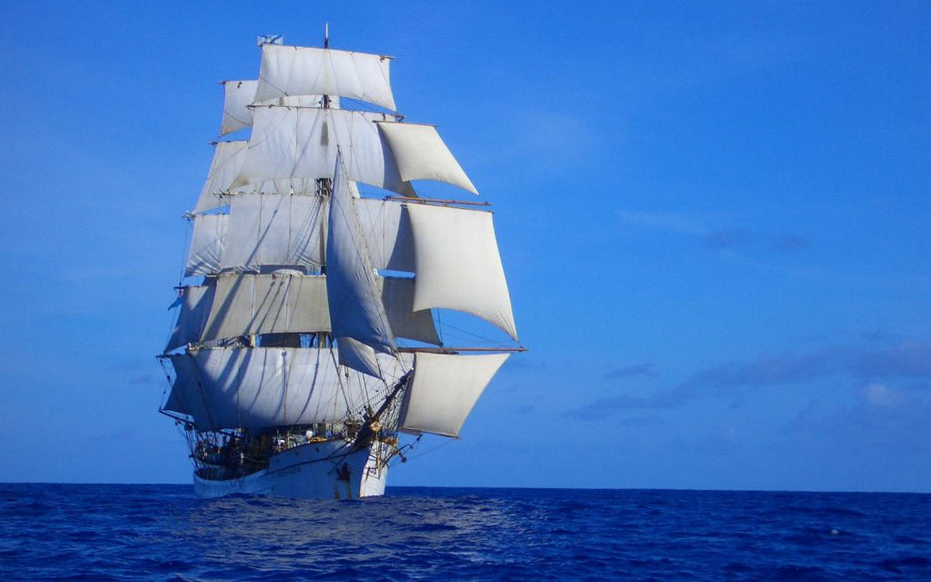 Sails Ship In Ocean
 Wallpapers