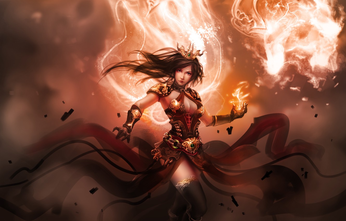 Sorceress On Flames
 Wallpapers