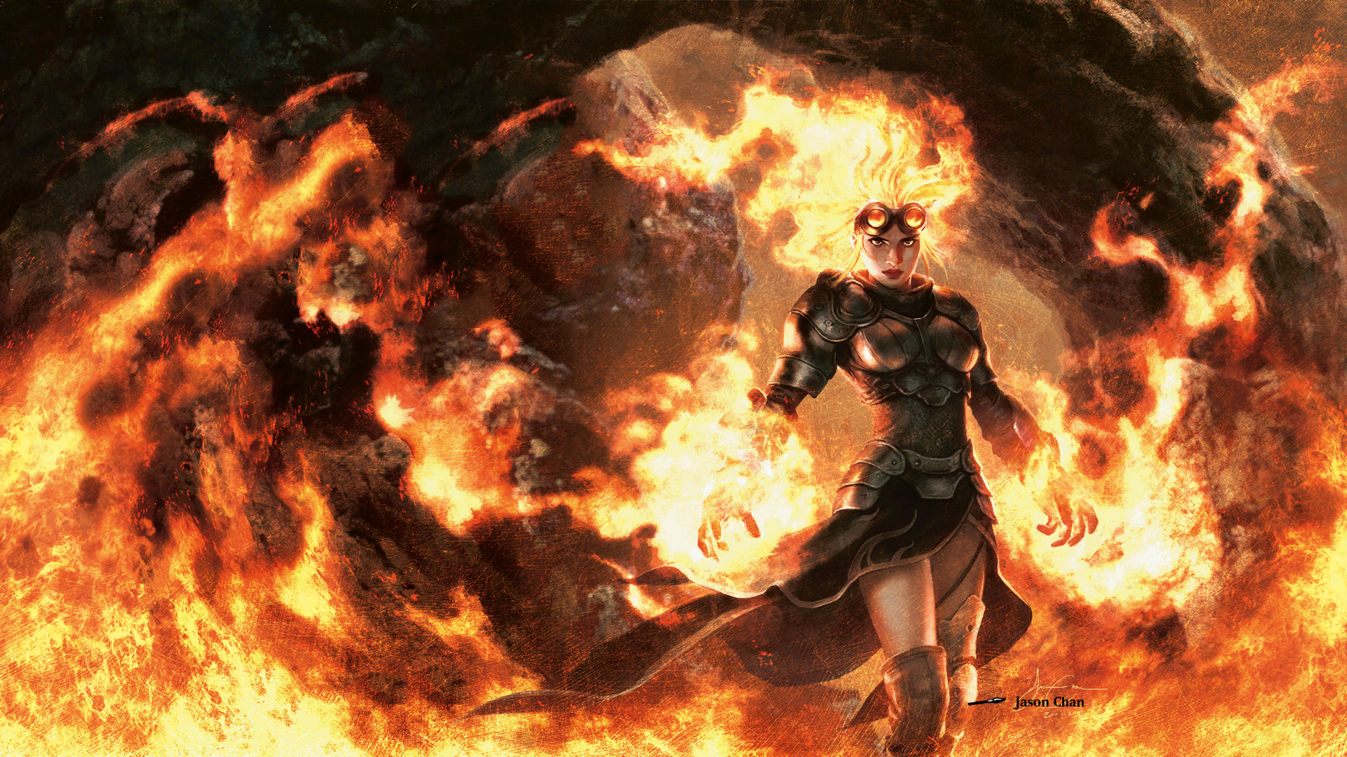 Sorceress On Flames
 Wallpapers