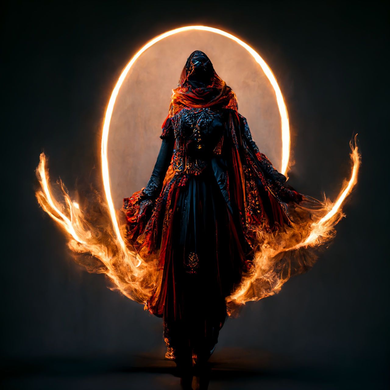 Sorceress On Flames
 Wallpapers