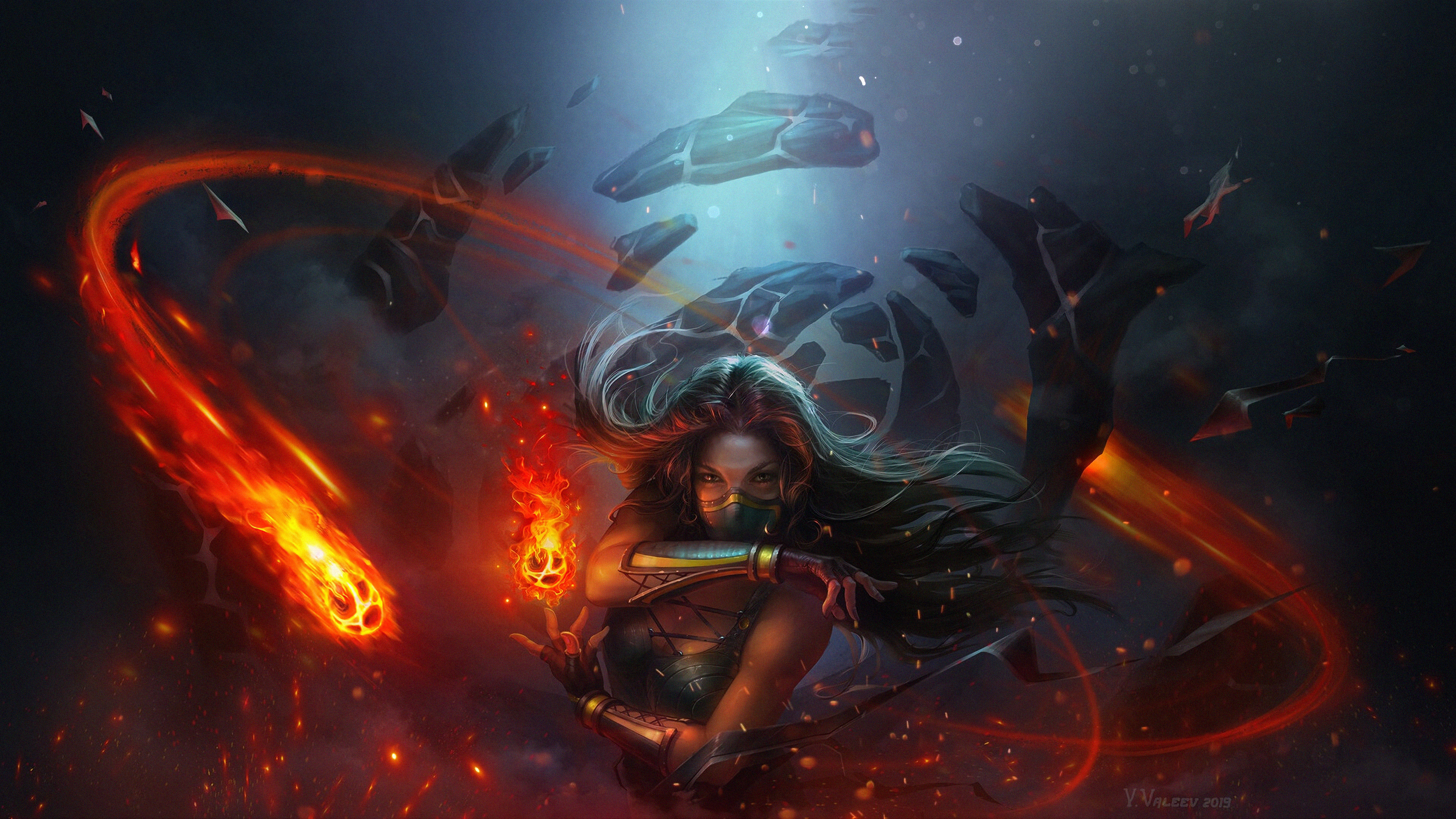 Sorceress On Flames
 Wallpapers