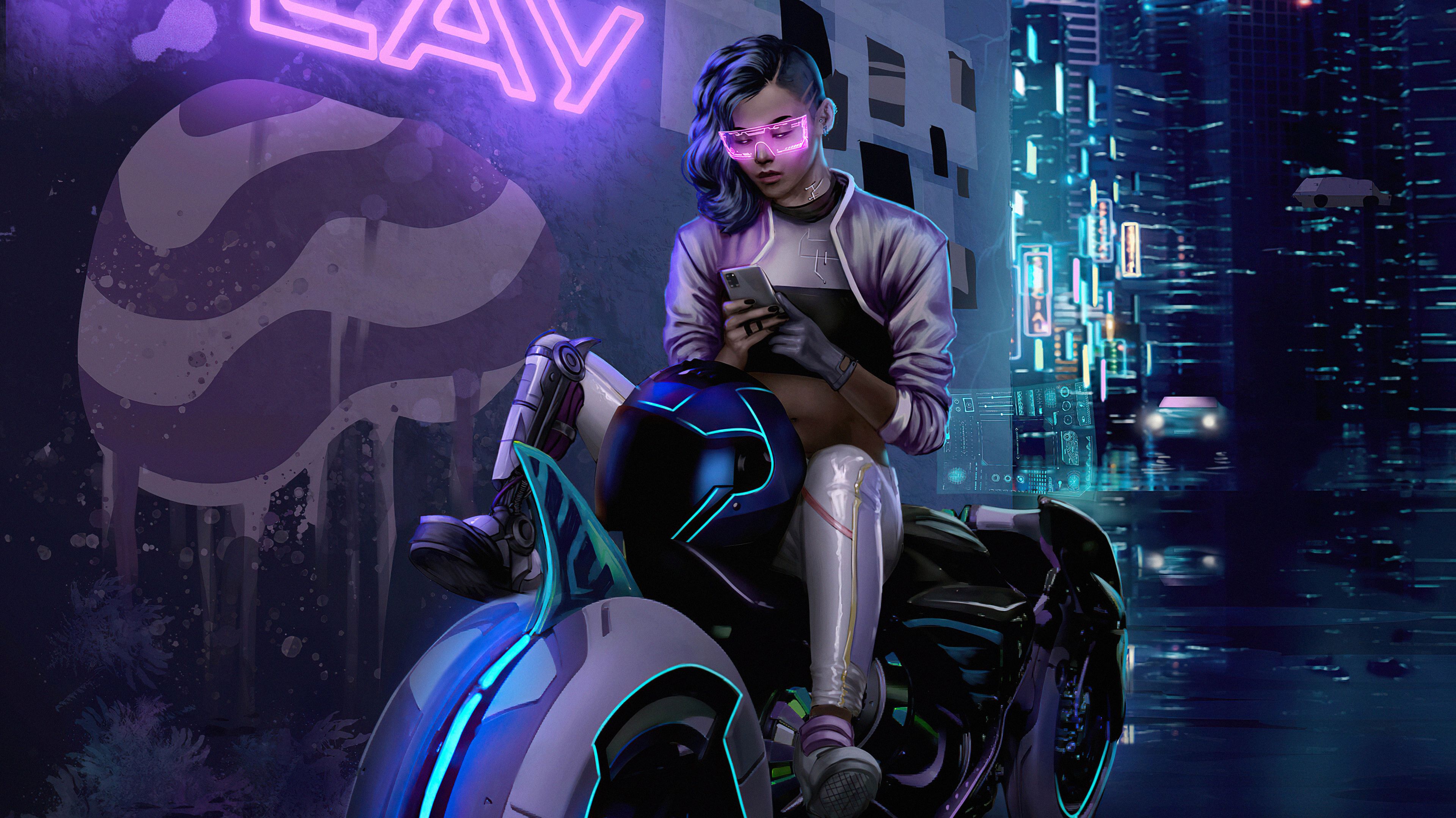 Woman In Cyberpunk City
 Wallpapers