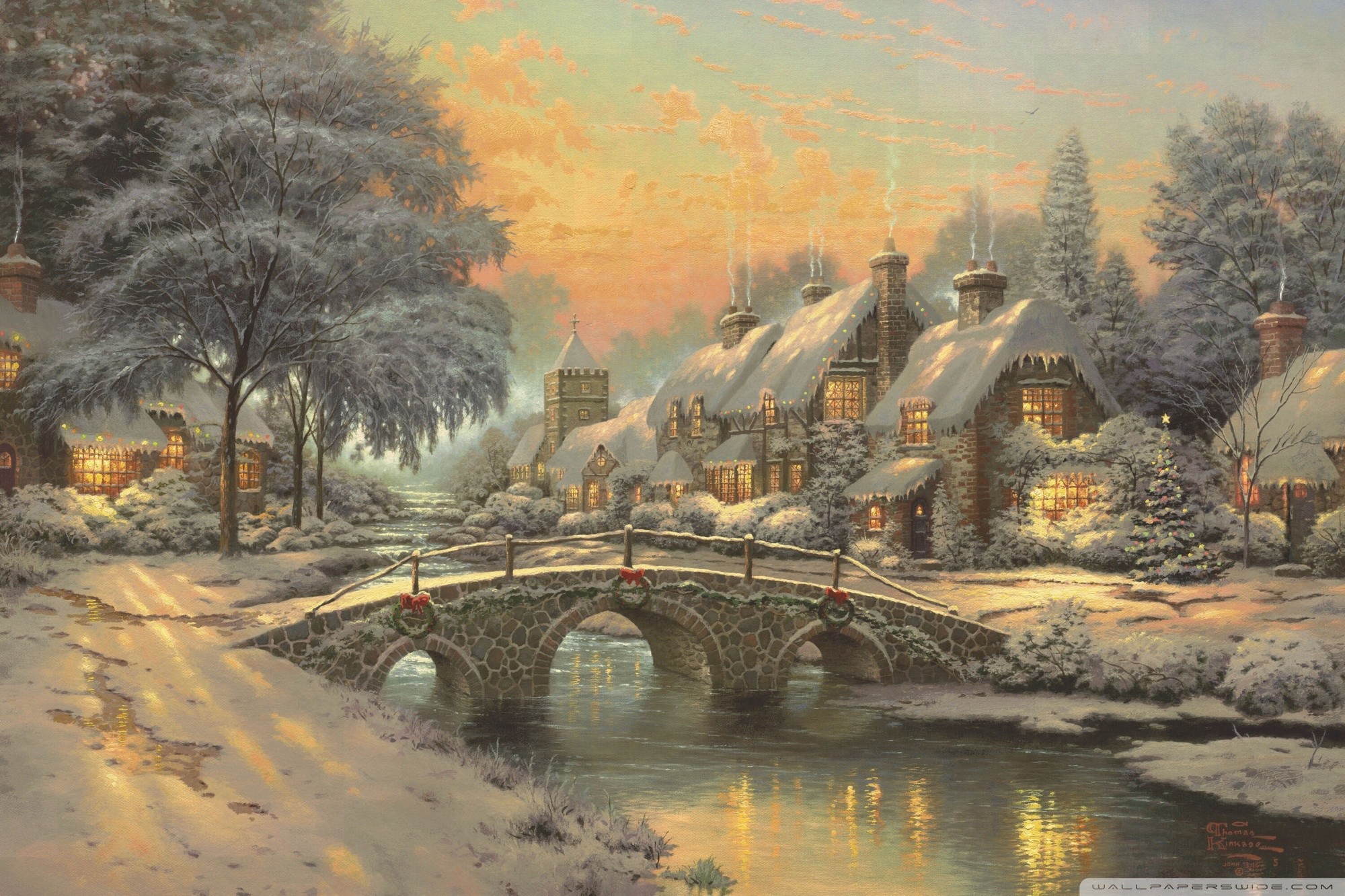 Christmas Thomas Kinkade Winter Wallpapers
