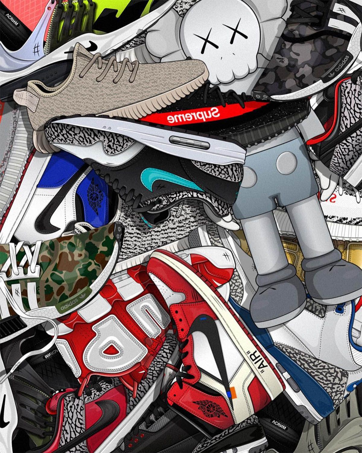 Yeezy Shoes Cartoon Wallpapers