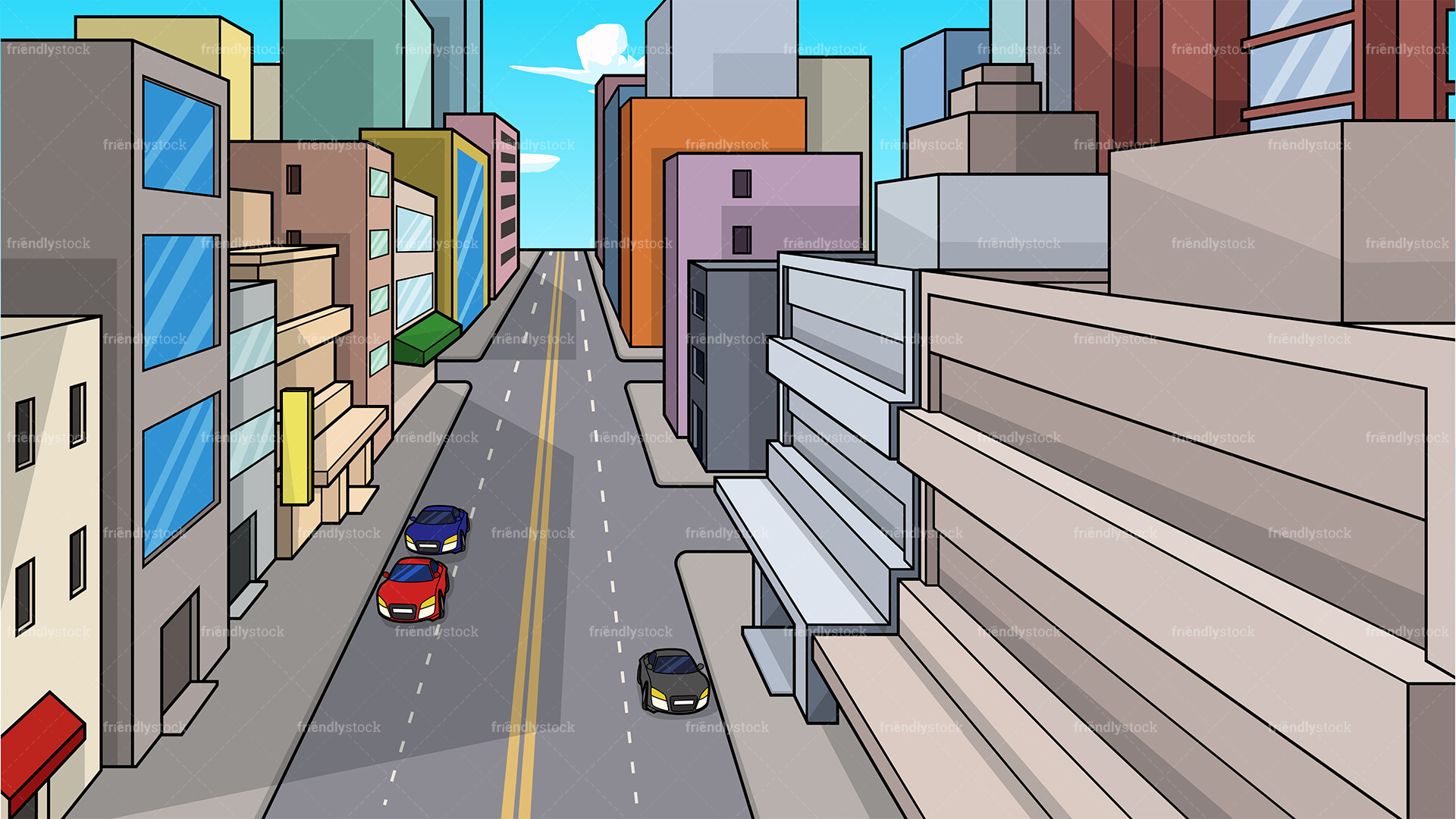 Cartoon City Street Wallpapers