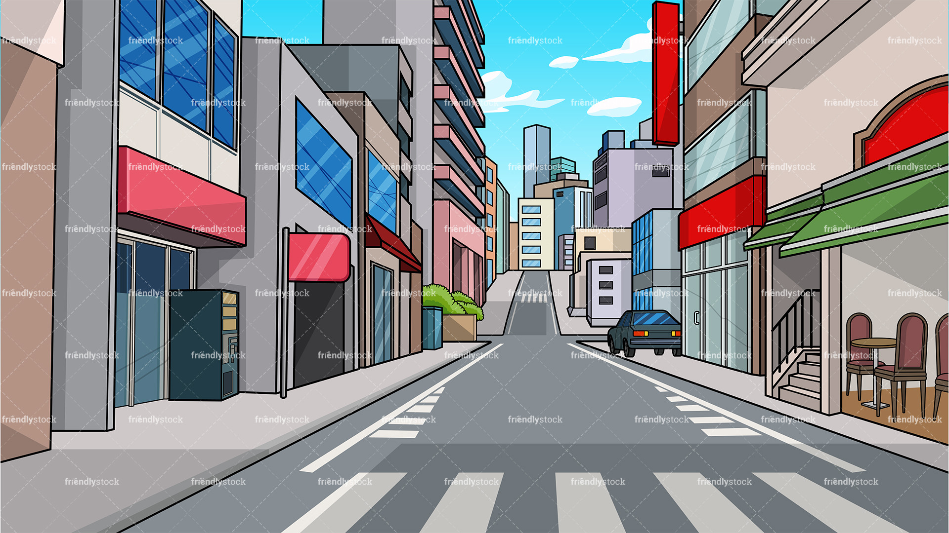 Cartoon City Street Wallpapers