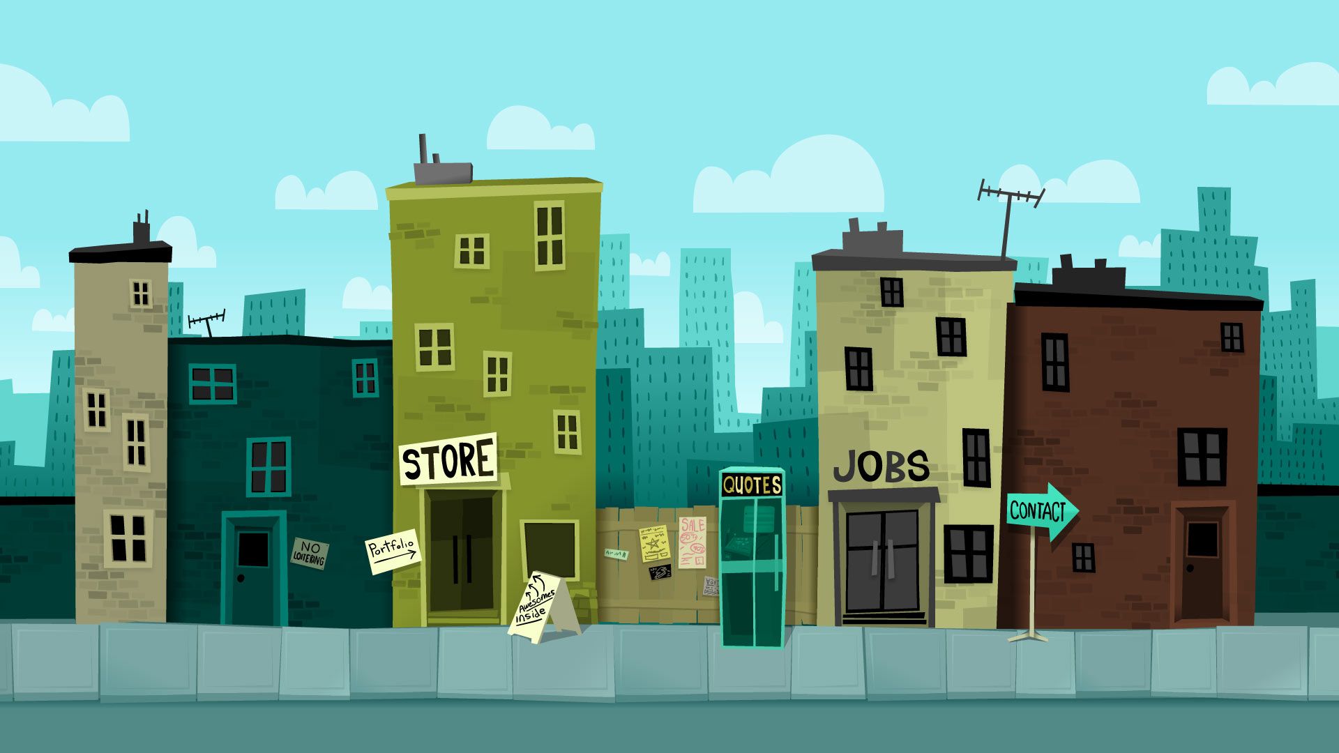 Cartoon City Street Wallpapers