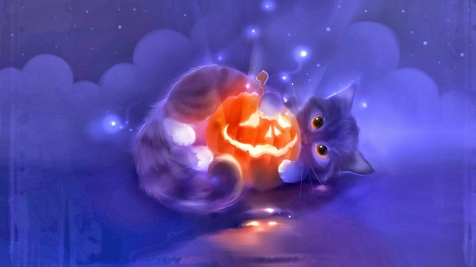 Cartoon Halloween Cat Desktop Wallpapers