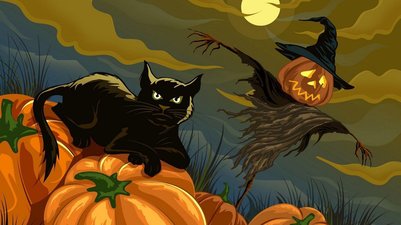 Cartoon Halloween Cat Desktop Wallpapers