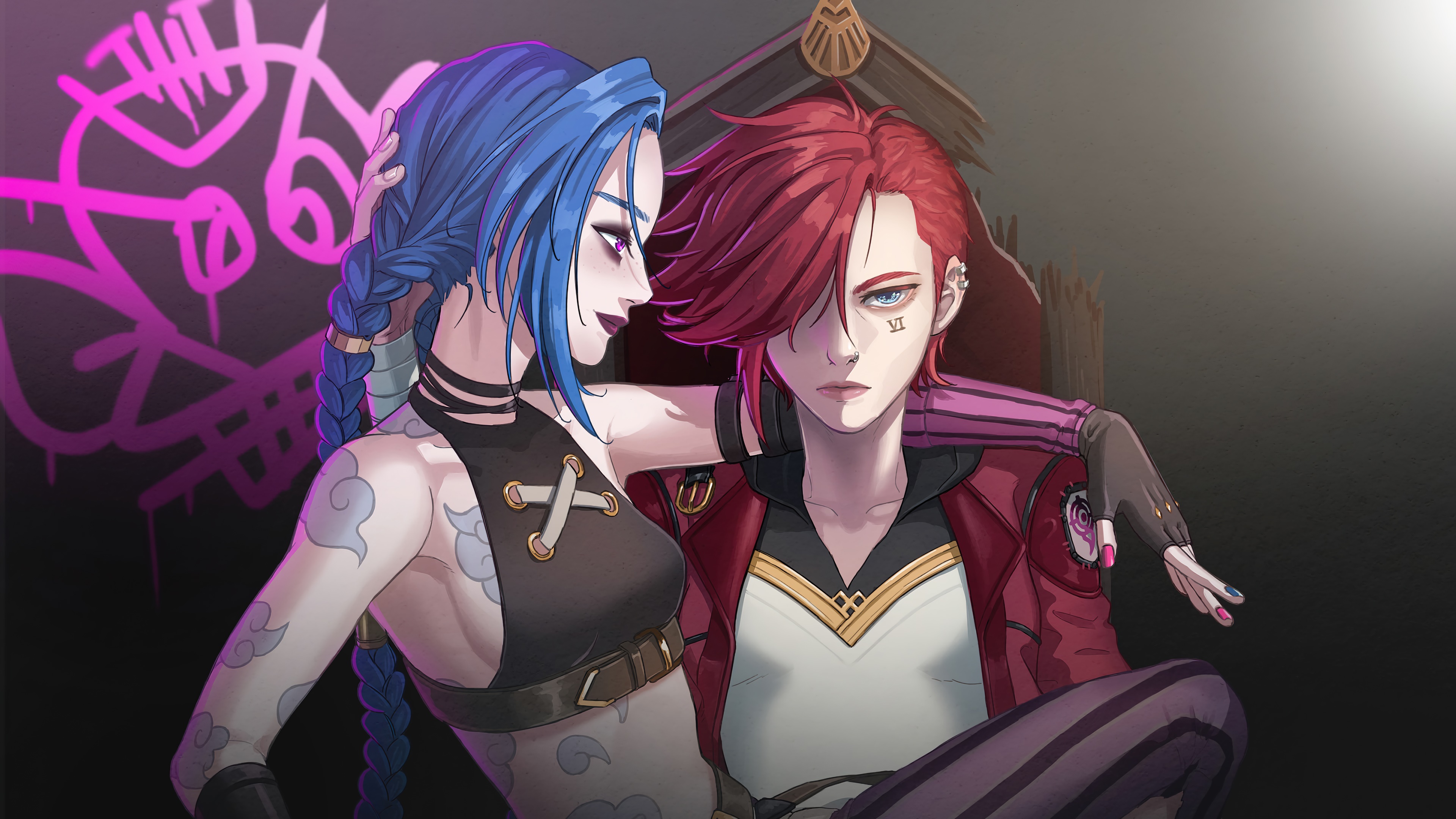 Jinx X Vi  Arcane 4K Tv Art Wallpapers