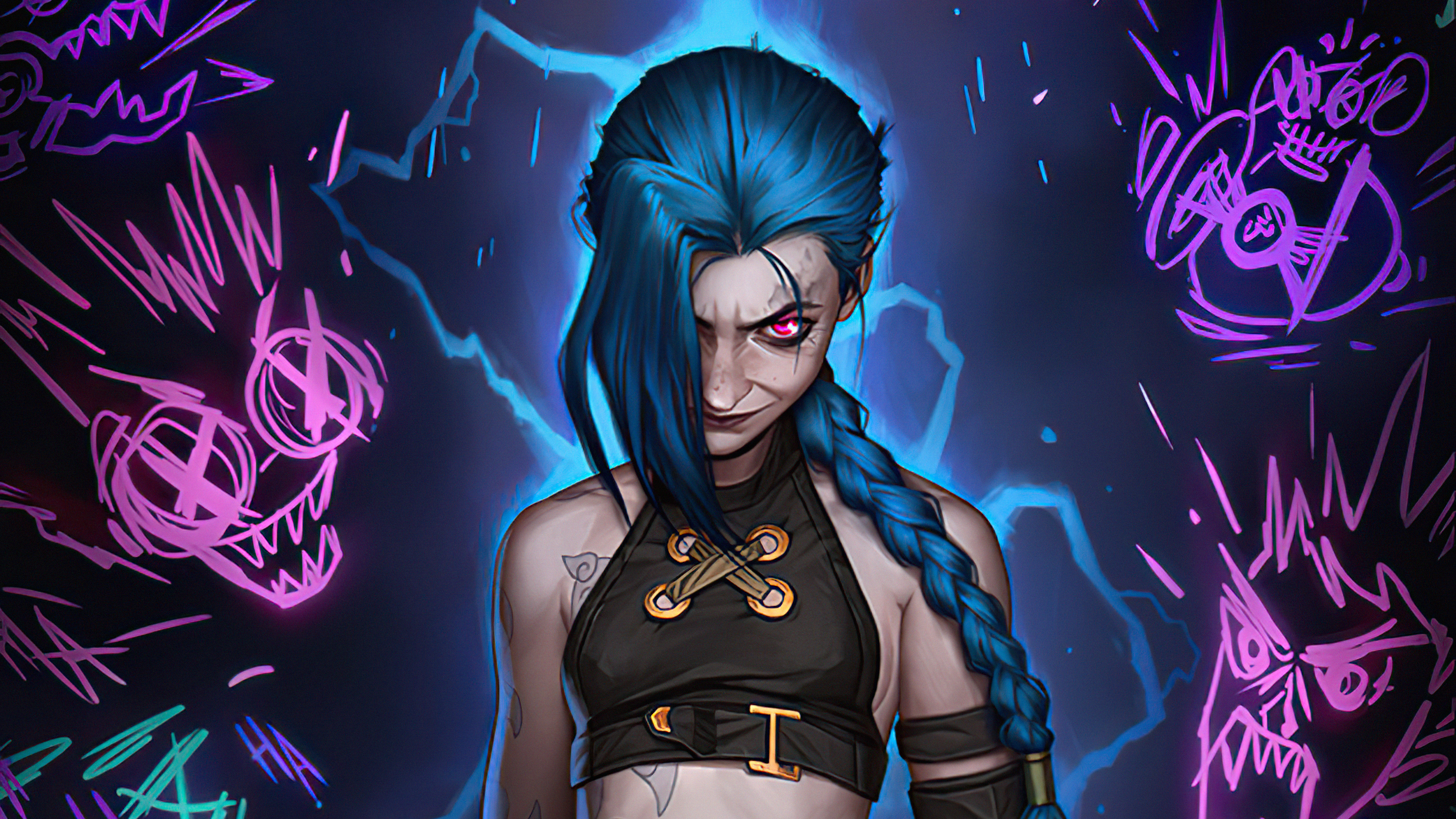 League Of Legends Arcane 4K Jinx Art Wallpapers