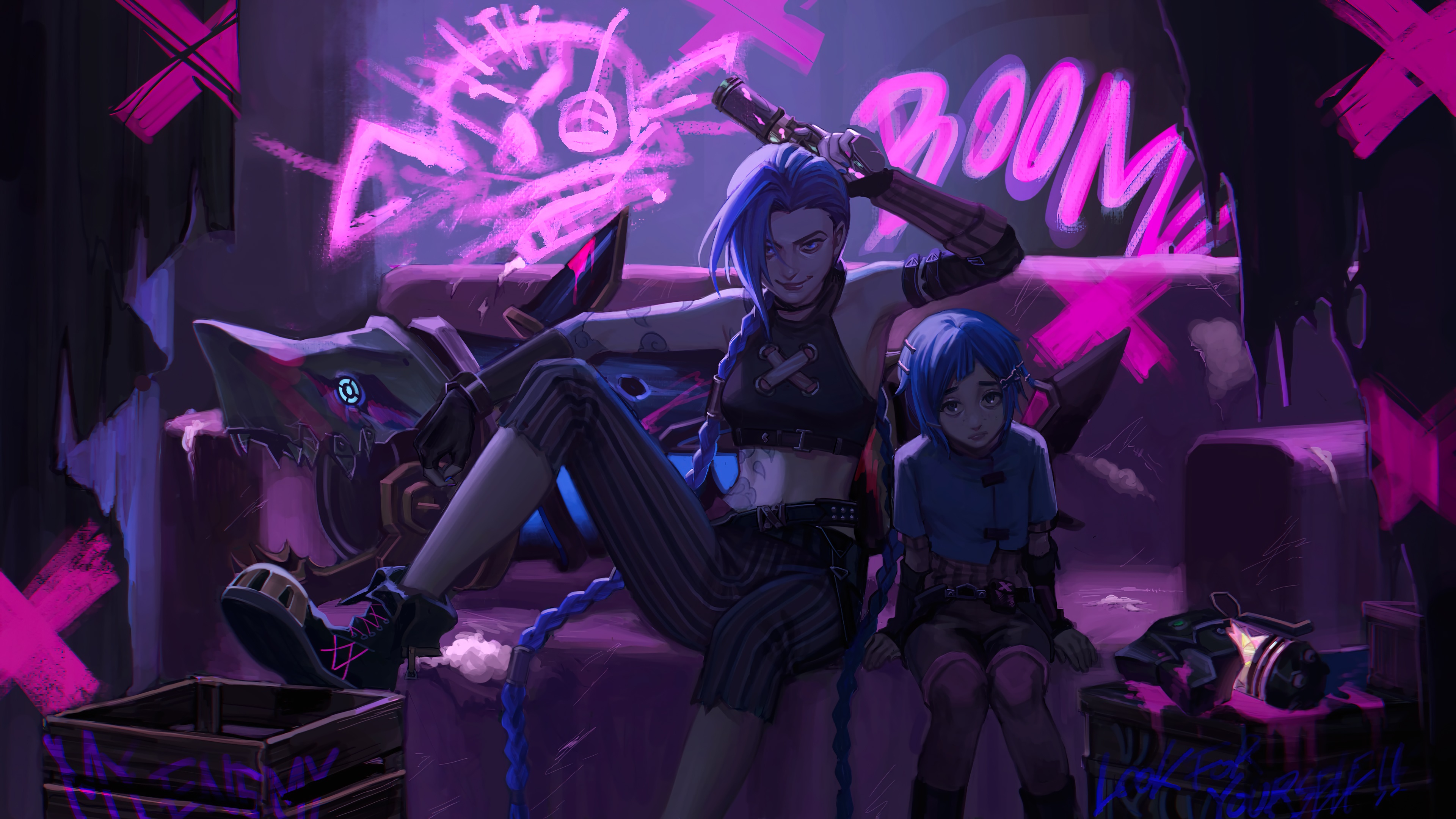 League Of Legends Arcane 4K Jinx Art Wallpapers