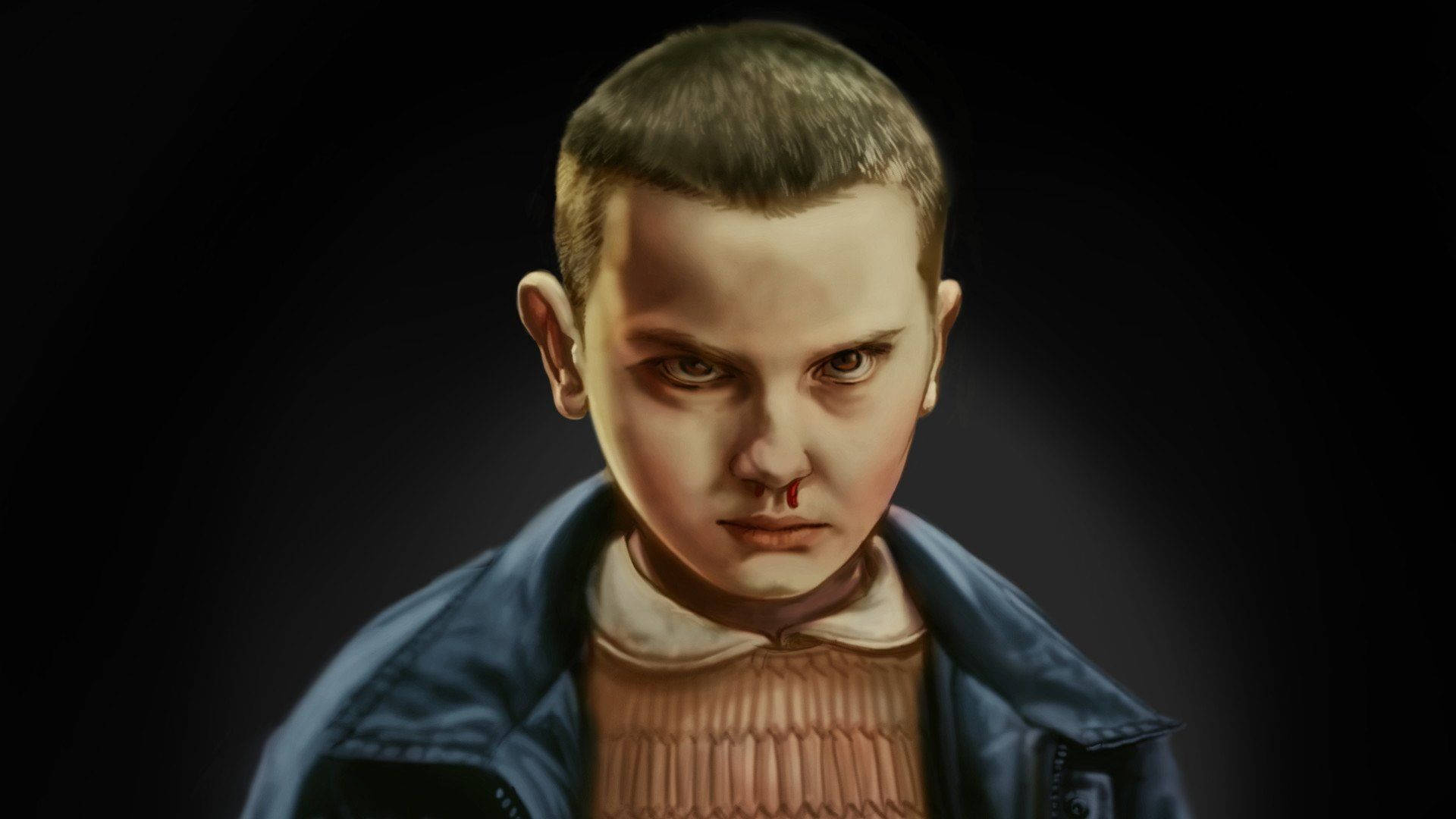 Millie Bobby Brown As Eleven In Stranger Things Logo Wallpapers